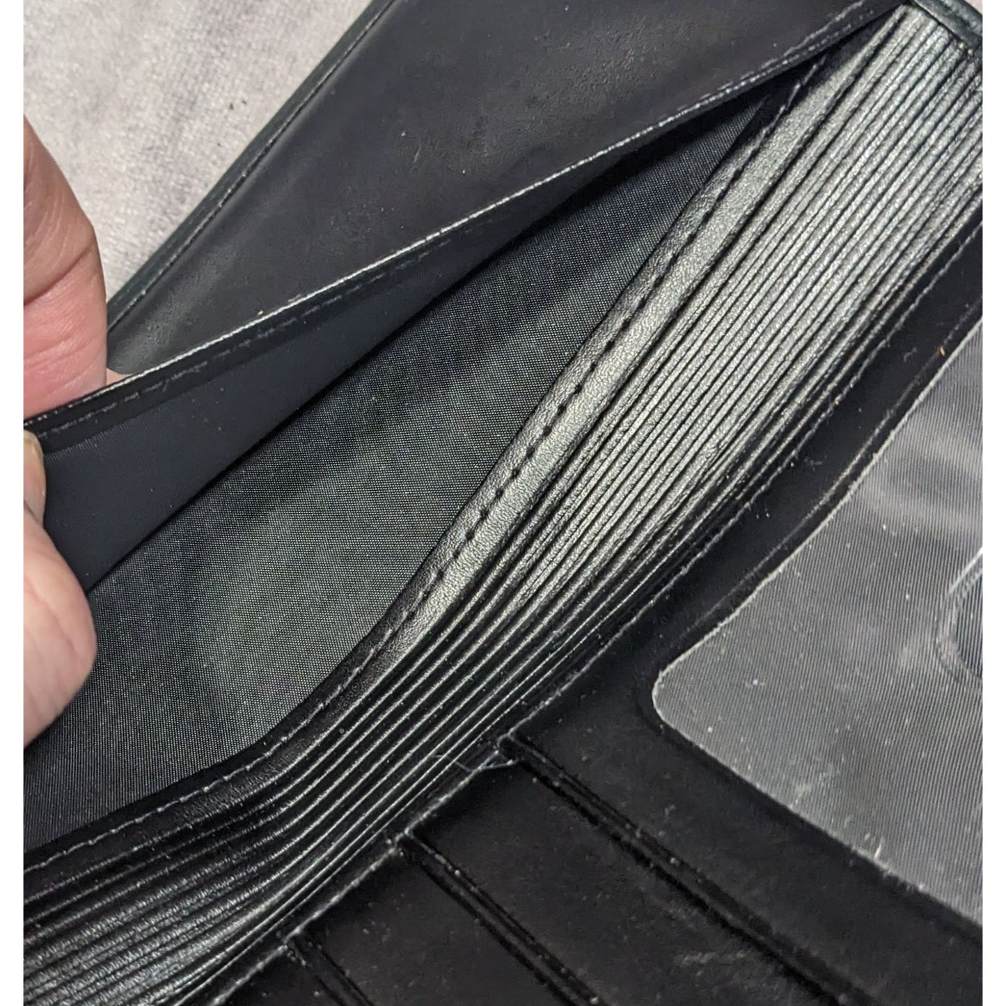 Vintage Buxton Leather Black Wallet With Attached Coin Pouch