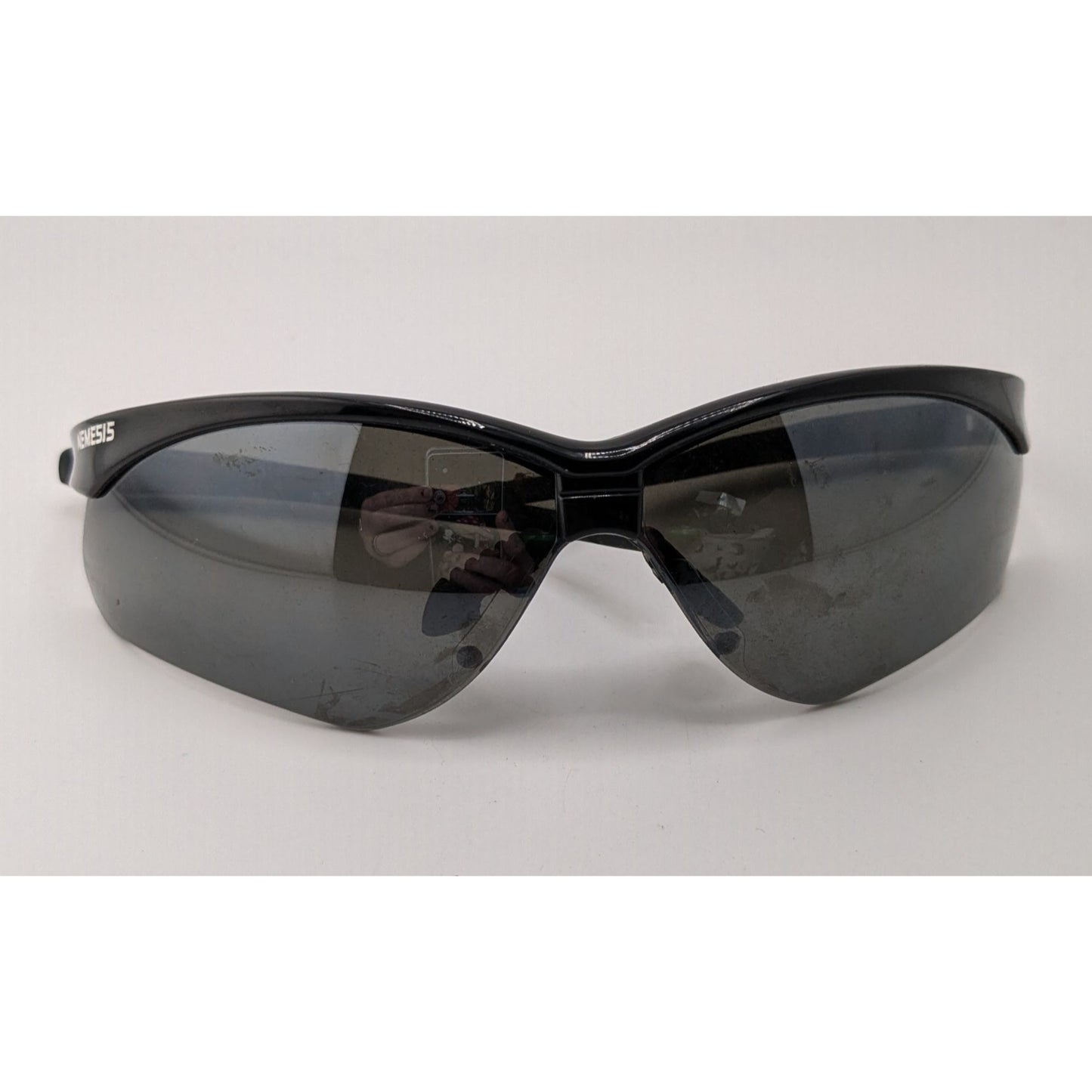 Nemesis Safety Sunglasses Black Wraparound Style With Gray Lenses 86mm Scratch Resistant ANSI Z87+
