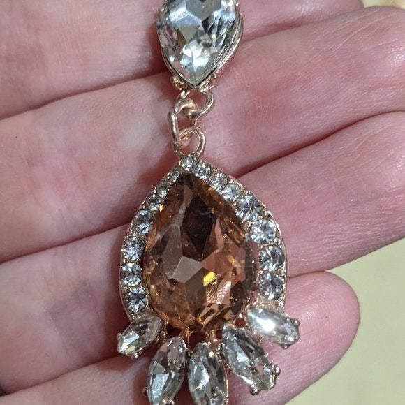 Elegant Glam Champagne Crystal Teardrop Earrings
