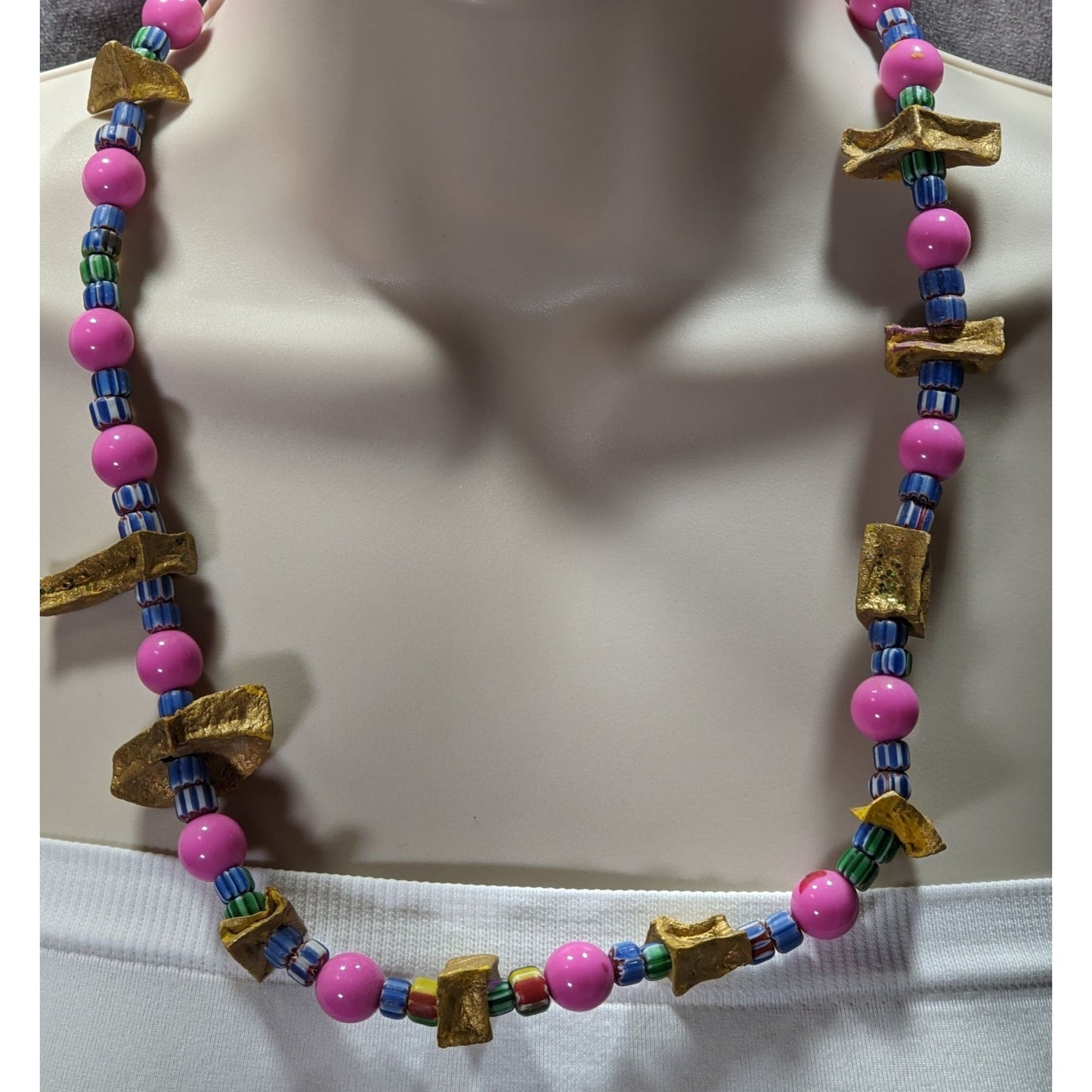 Handmade Abstract Unique Mixed Media Beaded Necklace