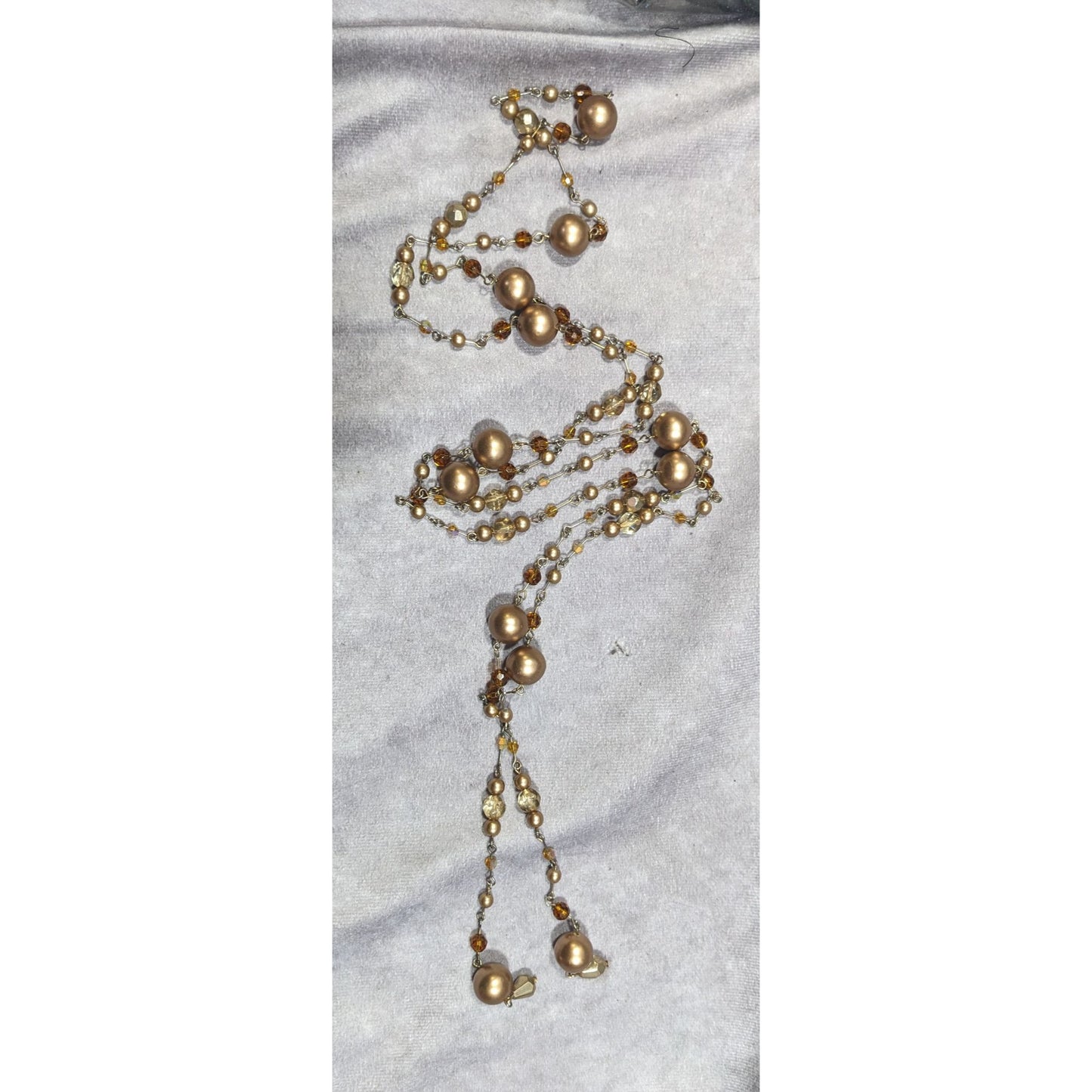 Vintage Glam Gold Tone Pearl And Glass Beaded Opera Necklace