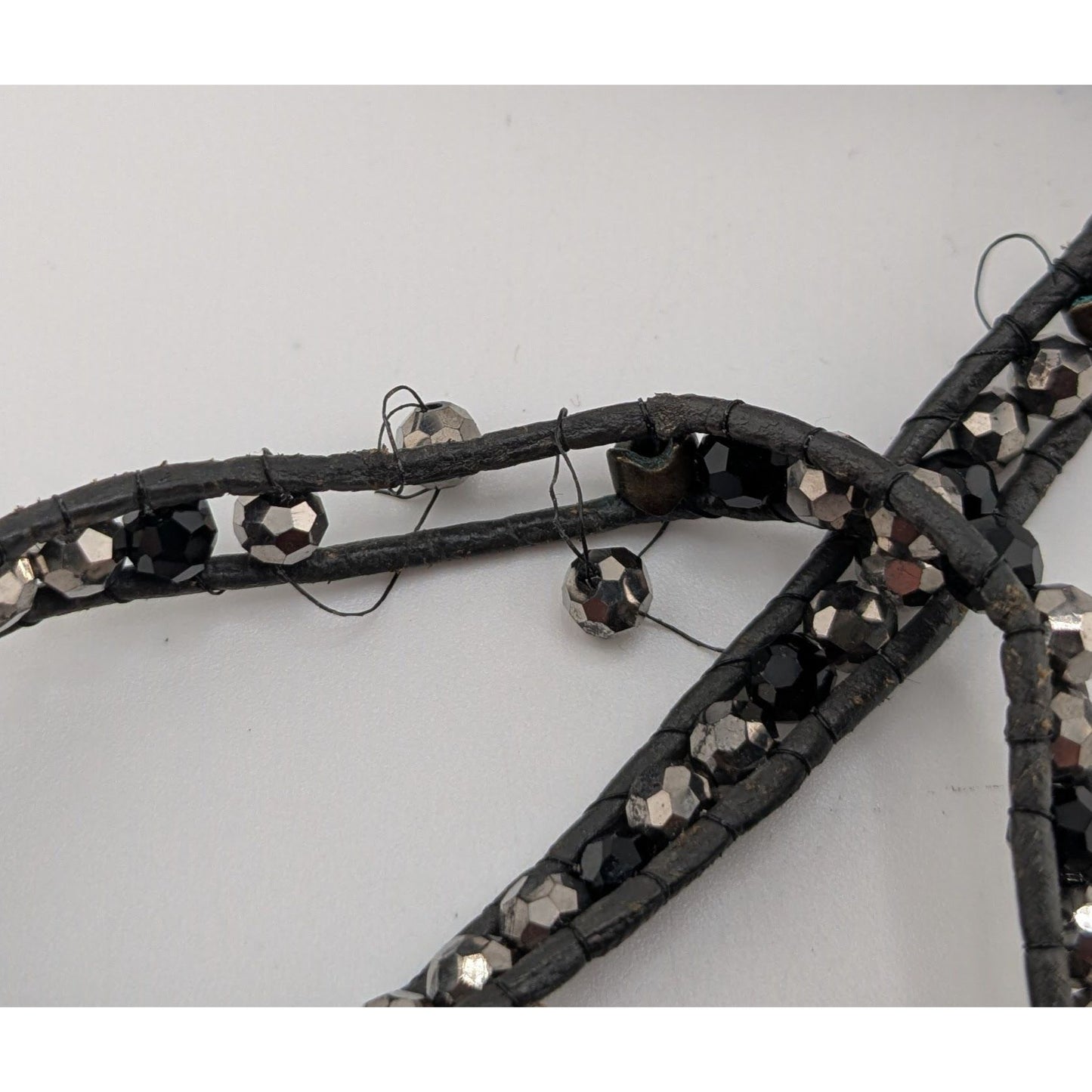 Club Monaco Black Beaded Adjustable Wrap Bracelet