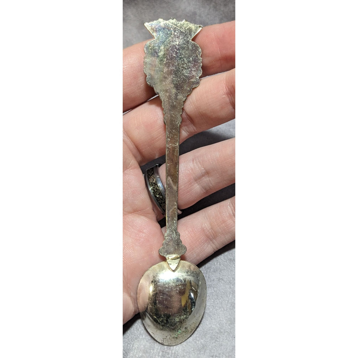 Vintage Ornate Metal Gold Tone Madrid Spain Souvenir Spoon 4 3/4 Inch