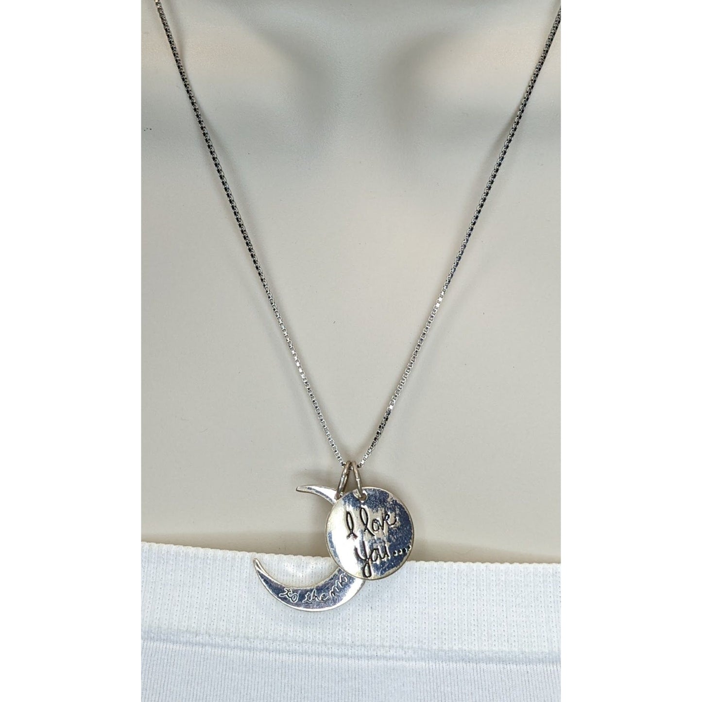 I Love You to the Moon and Back Necklace Moon Pendant Silver 18KGP Gift Jewelry