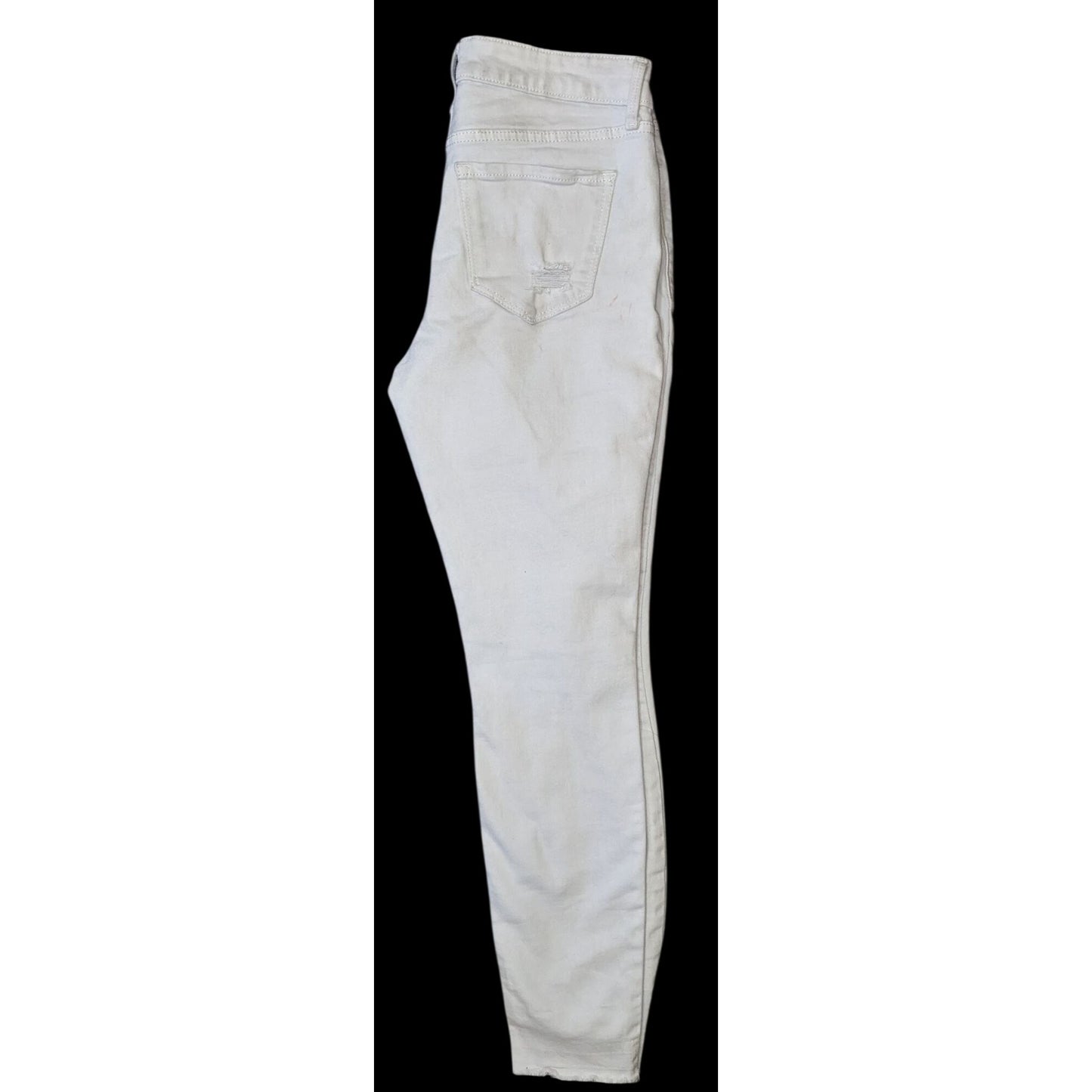 Old Navy Rockstar Super Skinny Distressed White Jeans Size 4 With Raw Hem & Ripped Details