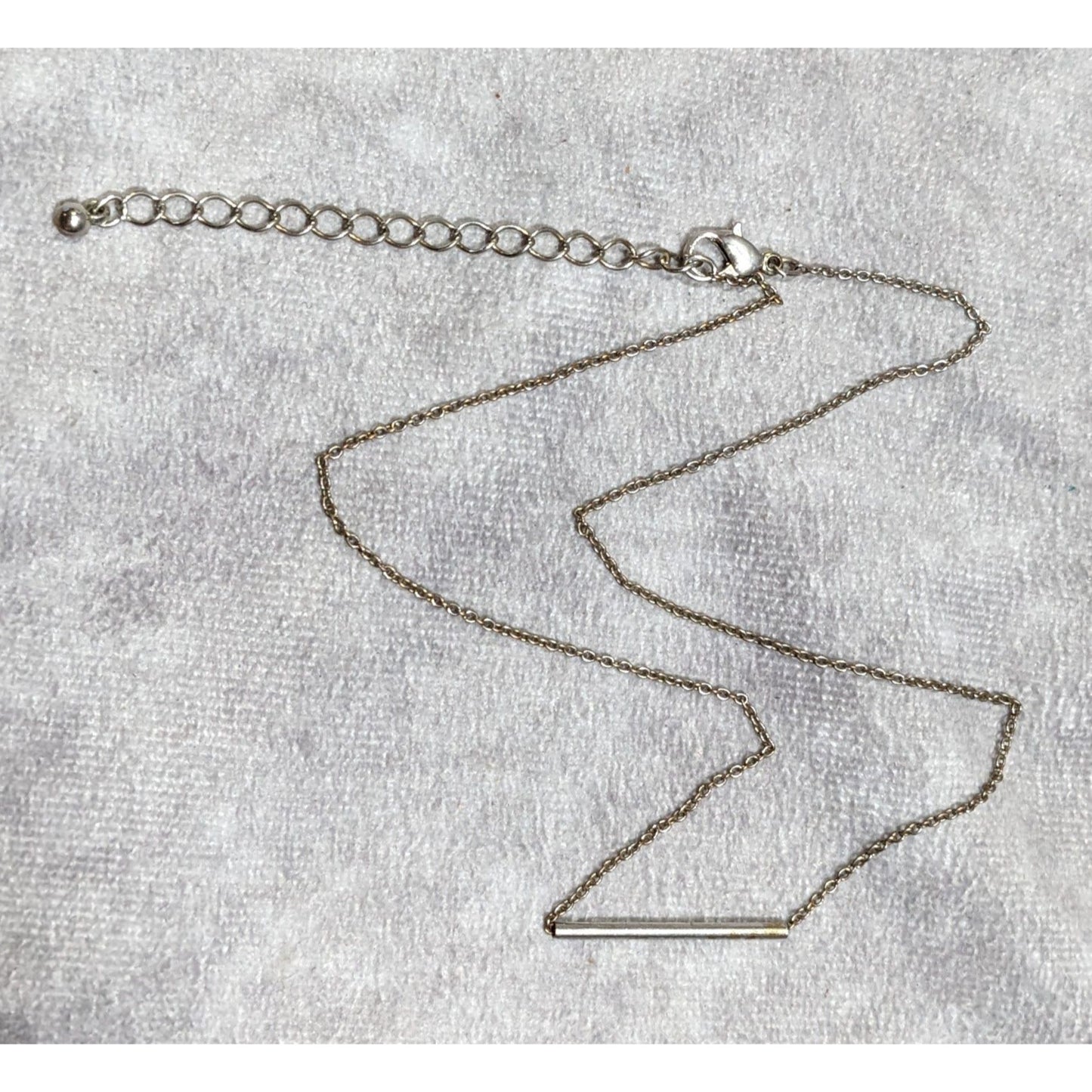 Minimalist Silver Tone Tube On Chain Necklace