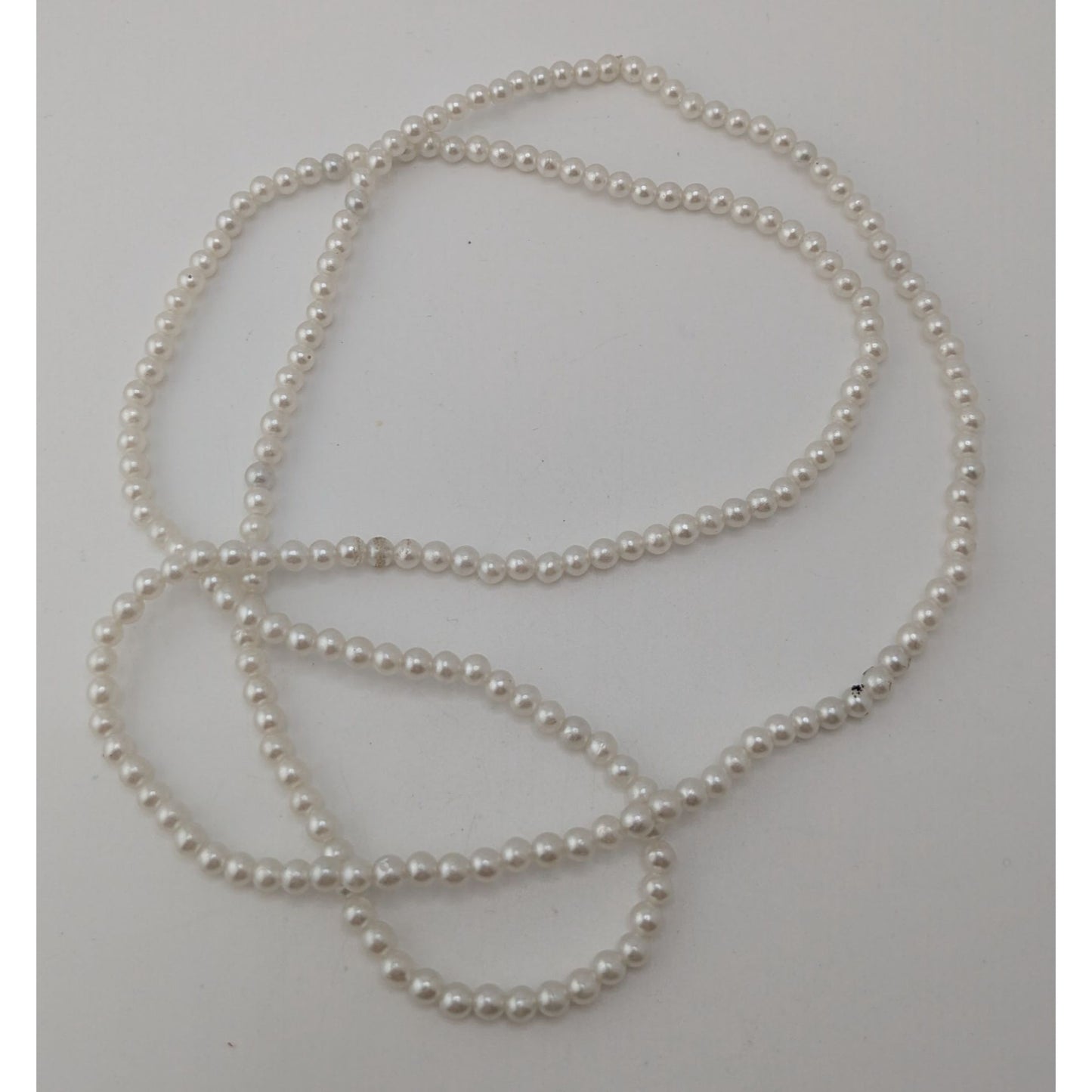 Coquette Long Faux Pearl Necklace White Beaded Opera Length Classic Romantic Jewelry