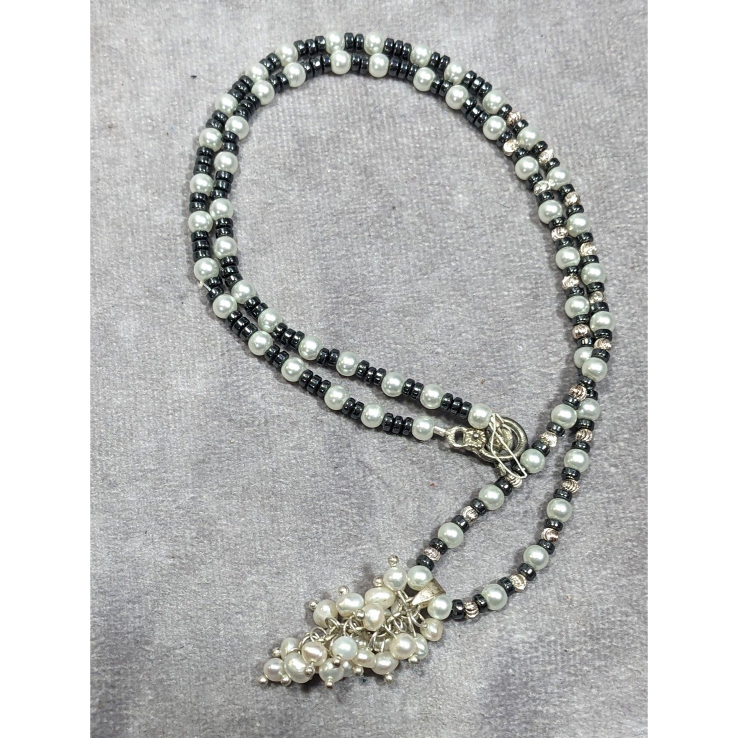 Handmade Whimsical Pearl And Glass Beaded Cluster Pendant Necklace