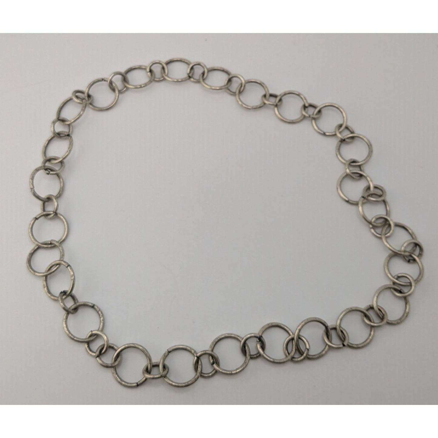 Indie Industrial Silver Tone Mixed Round Link Chain Necklace Minimalist Grunge
