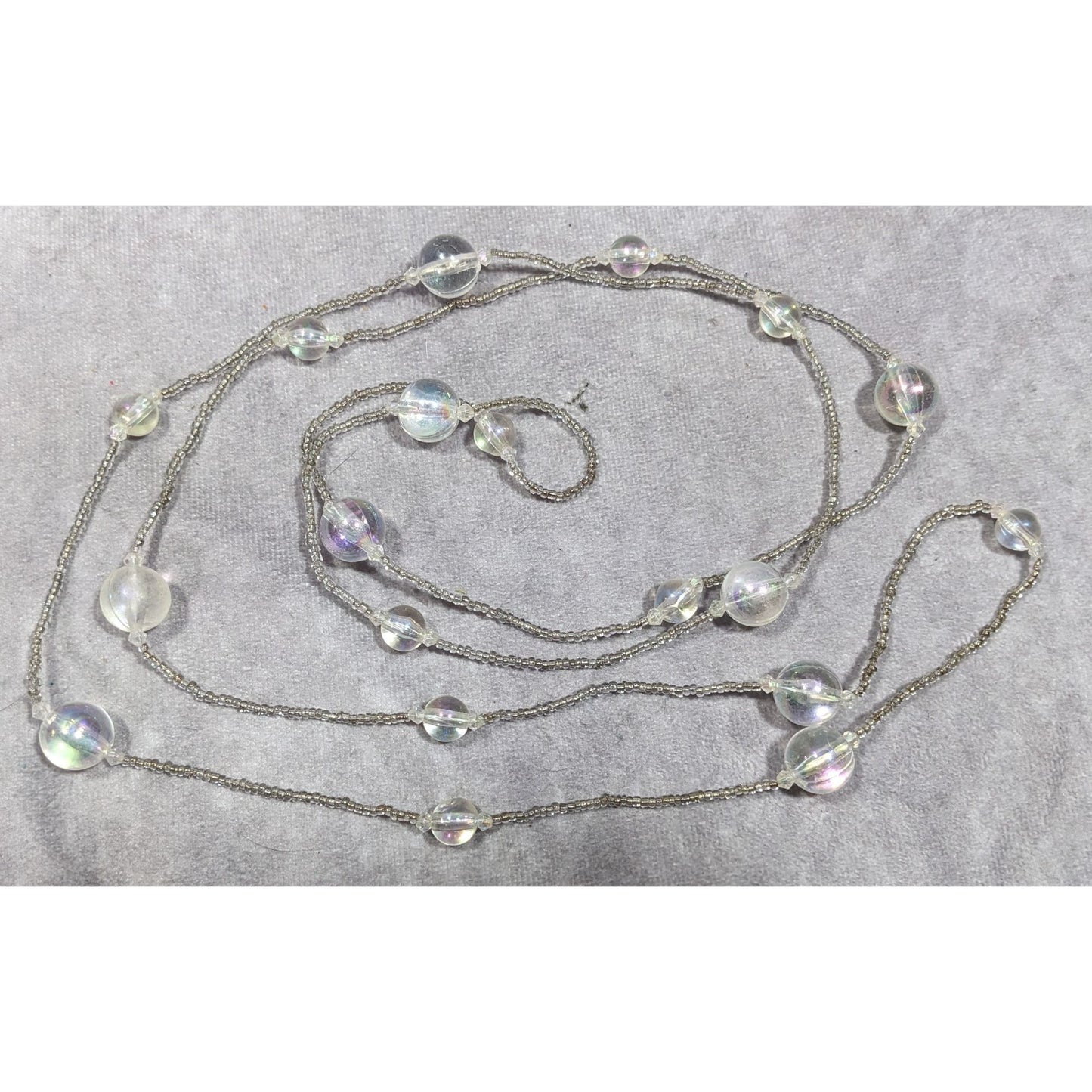 Clear Beaded Aurora Borealis Shimmer Necklace