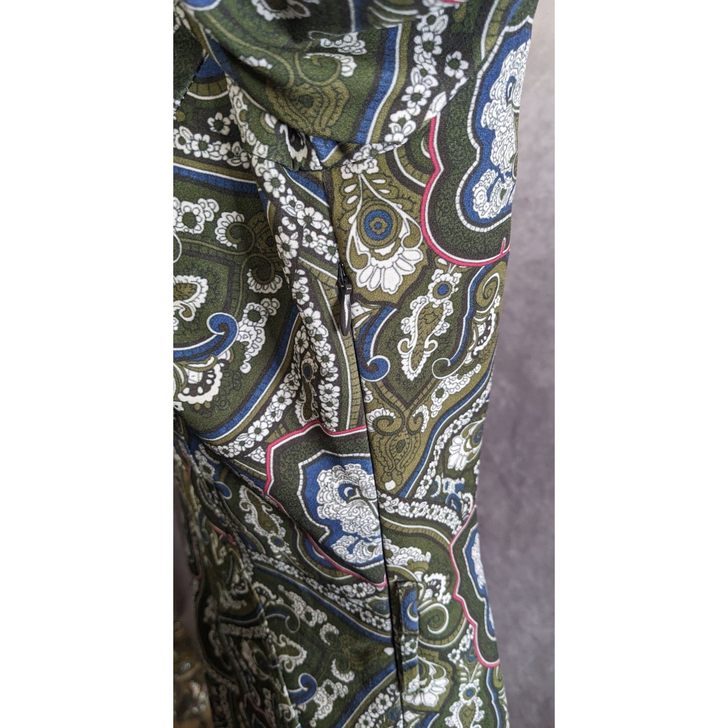 Verom By Memento Paisley Button-Up Collared Dress With 3/4 Sleeves