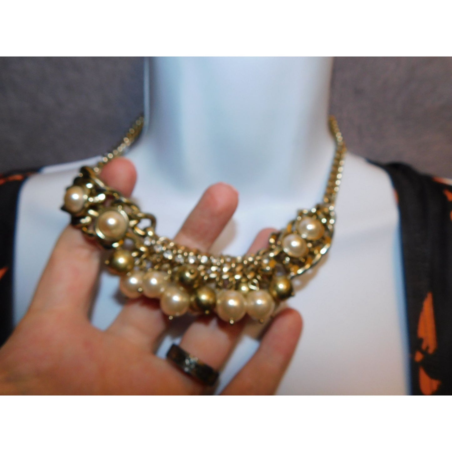 Jessica Simpson Gold Tone Faux Pearl Necklace