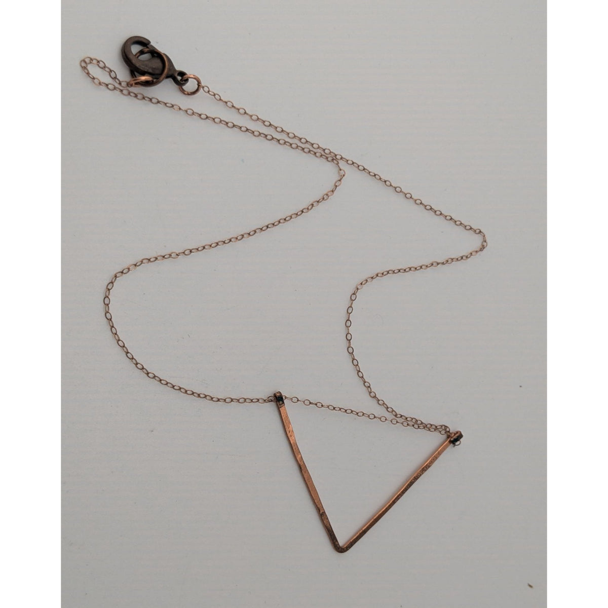 Minimalist Geometric Modern Copper Open Triangle Pendant Necklace