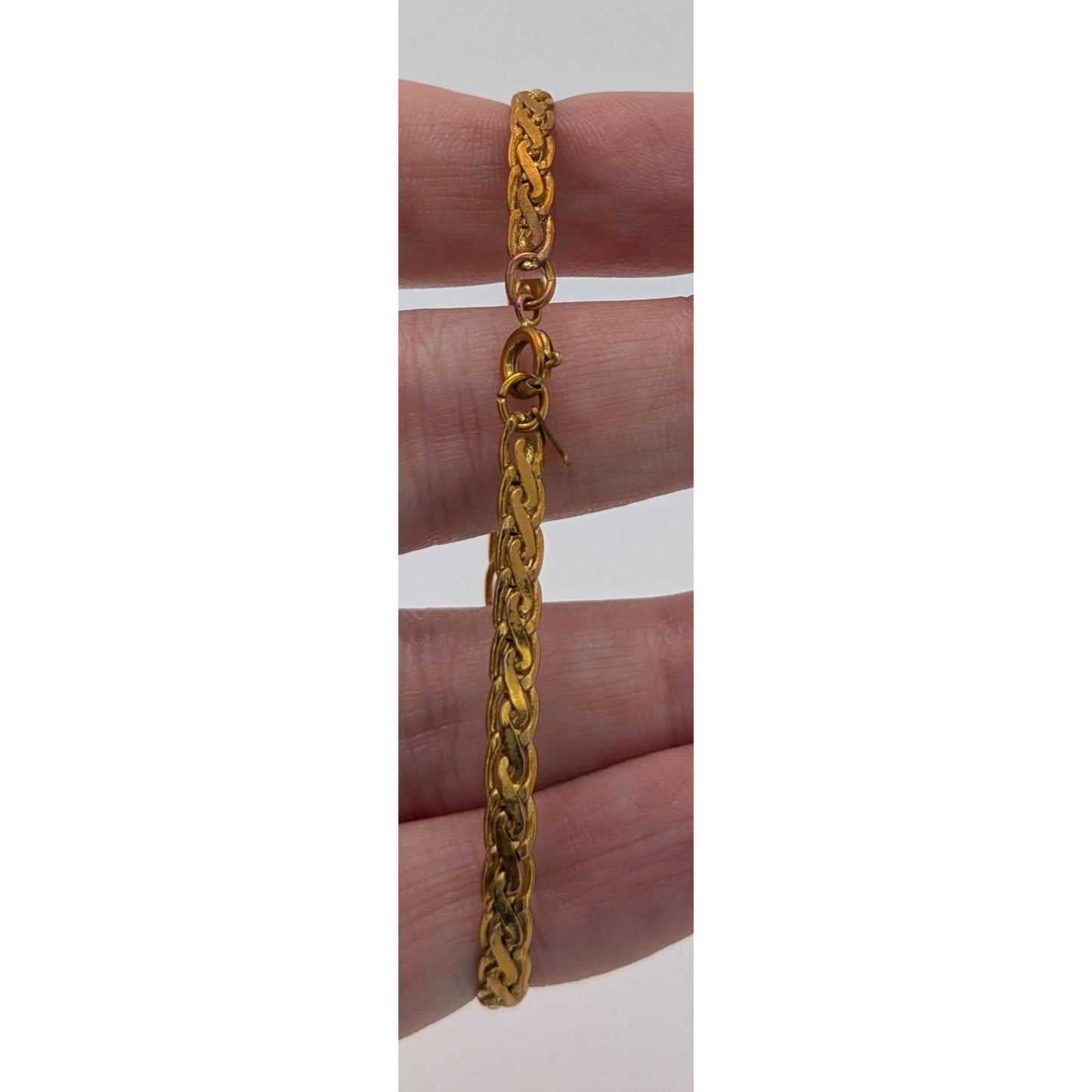 Boho Vintage Braided Chain Bracelet Gold Tone Ornate Woven Link Jewelry
