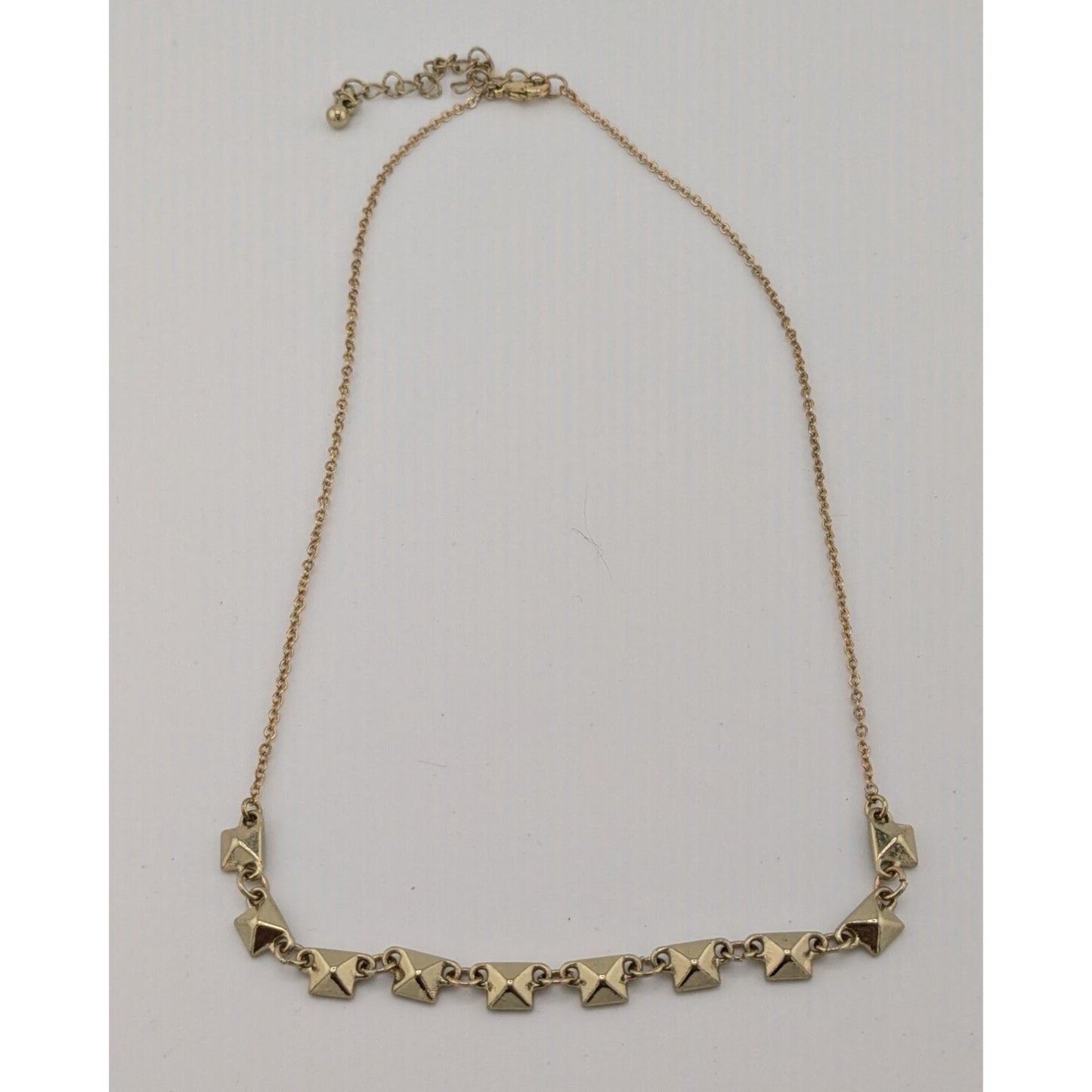 Dainty Pyramid Studded Gold Tone Necklace