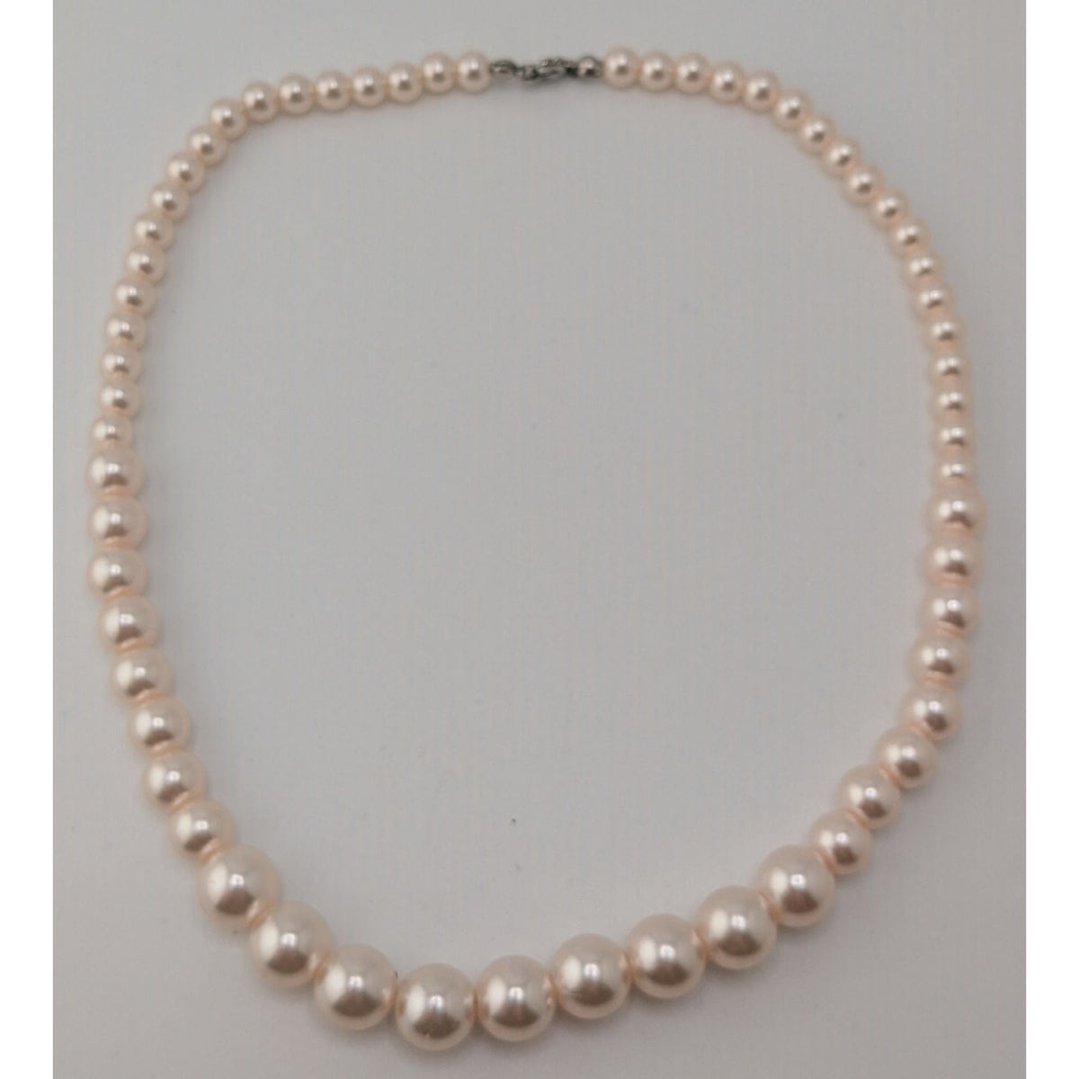 Coquette Pink Pearl Beaded Necklace Graduated Faux Pearl Classic Romantic Jewelry