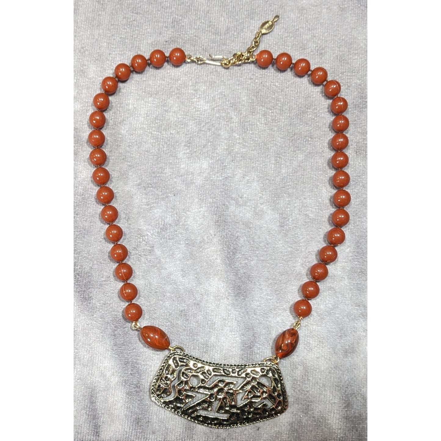 Vintage Sarah Coventry Beaded Abstract Cutout Pendant Necklace