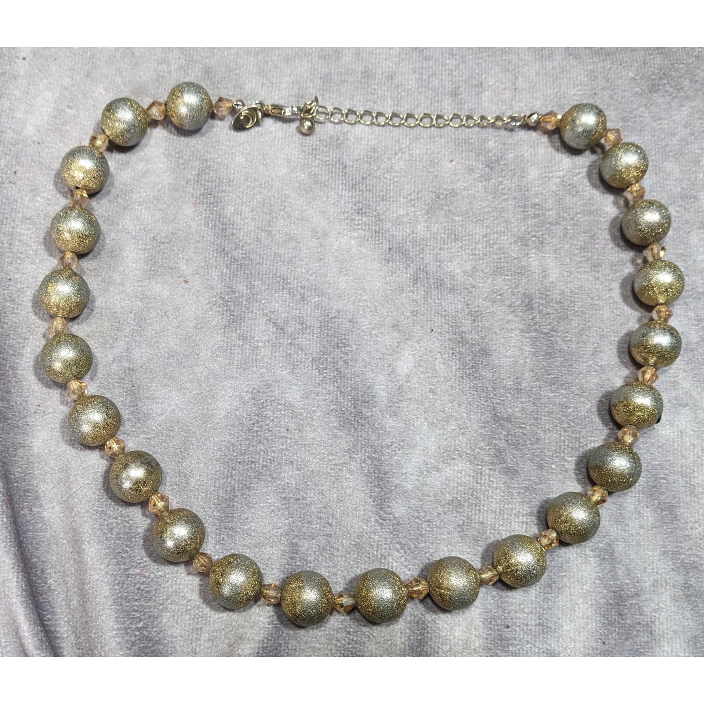 Charming Charlie Glitter Ball Glam Silver And Gold Tone Beaded Necklace