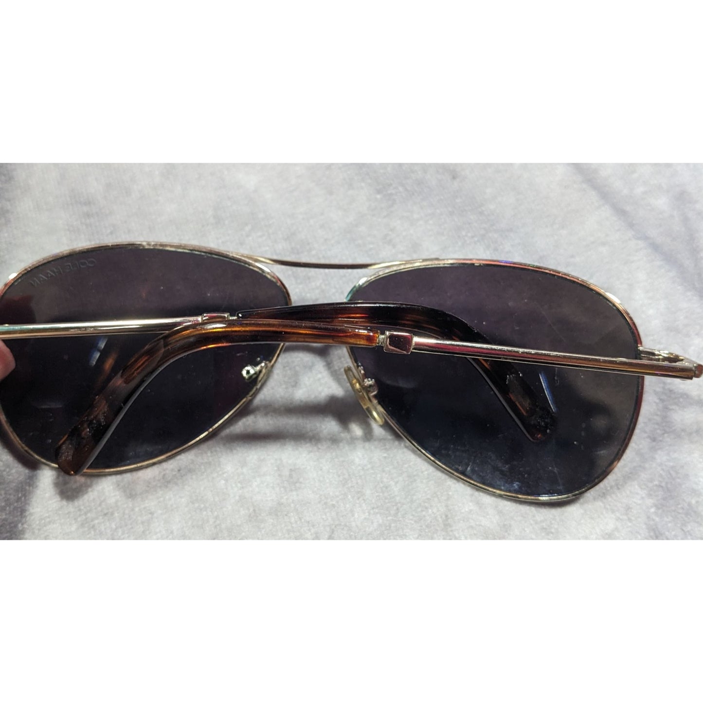Cole Haan C669 Silver Tone And Tortoise Blue Mirror Aviator Sunglasses