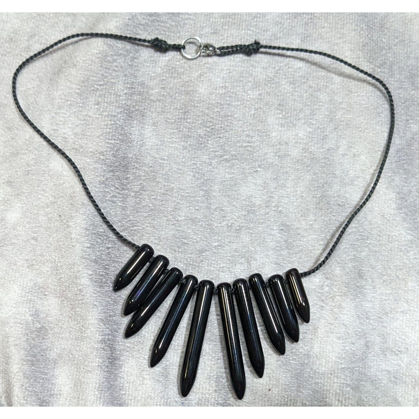 Gothic Polished Onyx Graduated Pillar Necklace