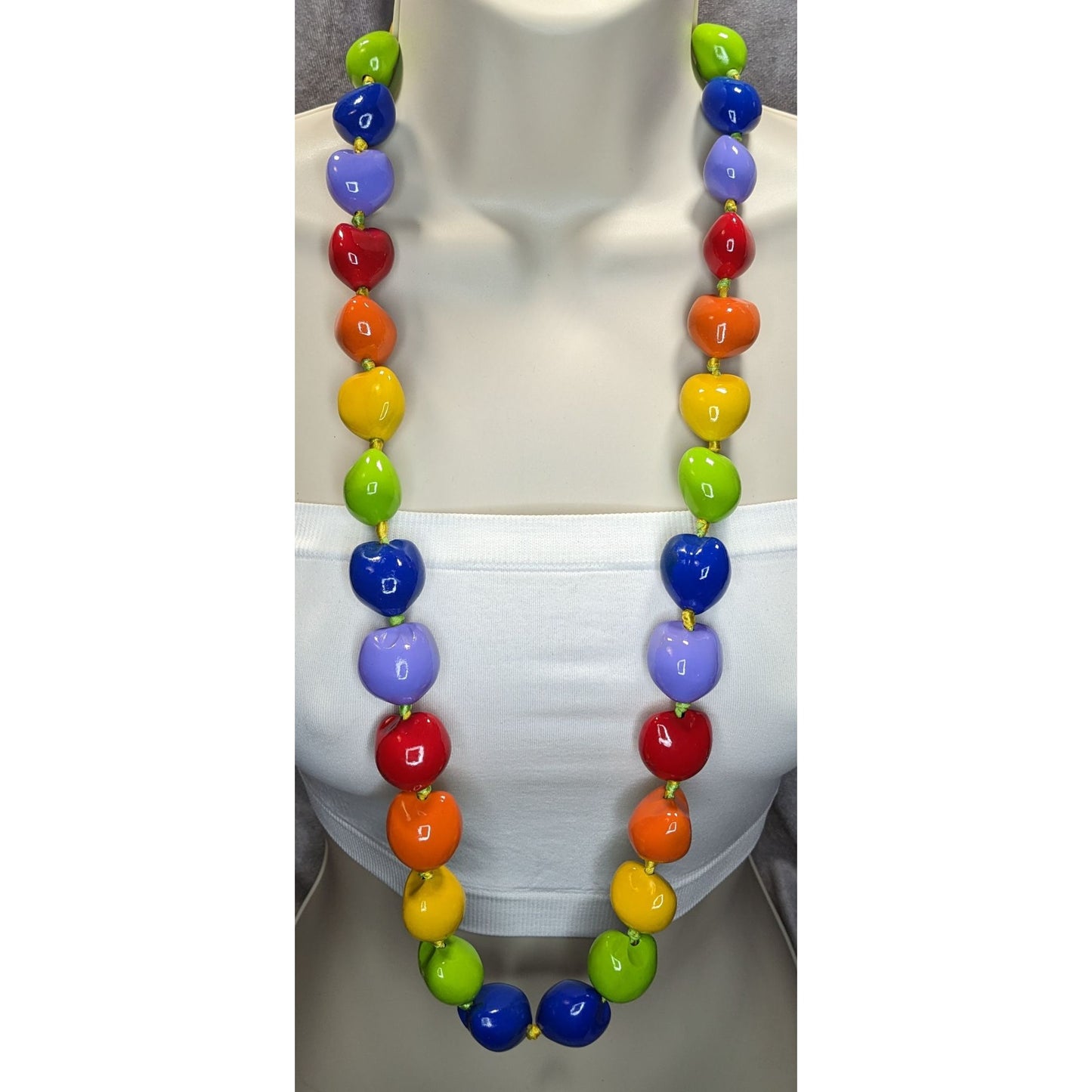 Rainbow Kukui Nut Necklace Pride Jewelry | Colorful Festival Statement Accessory