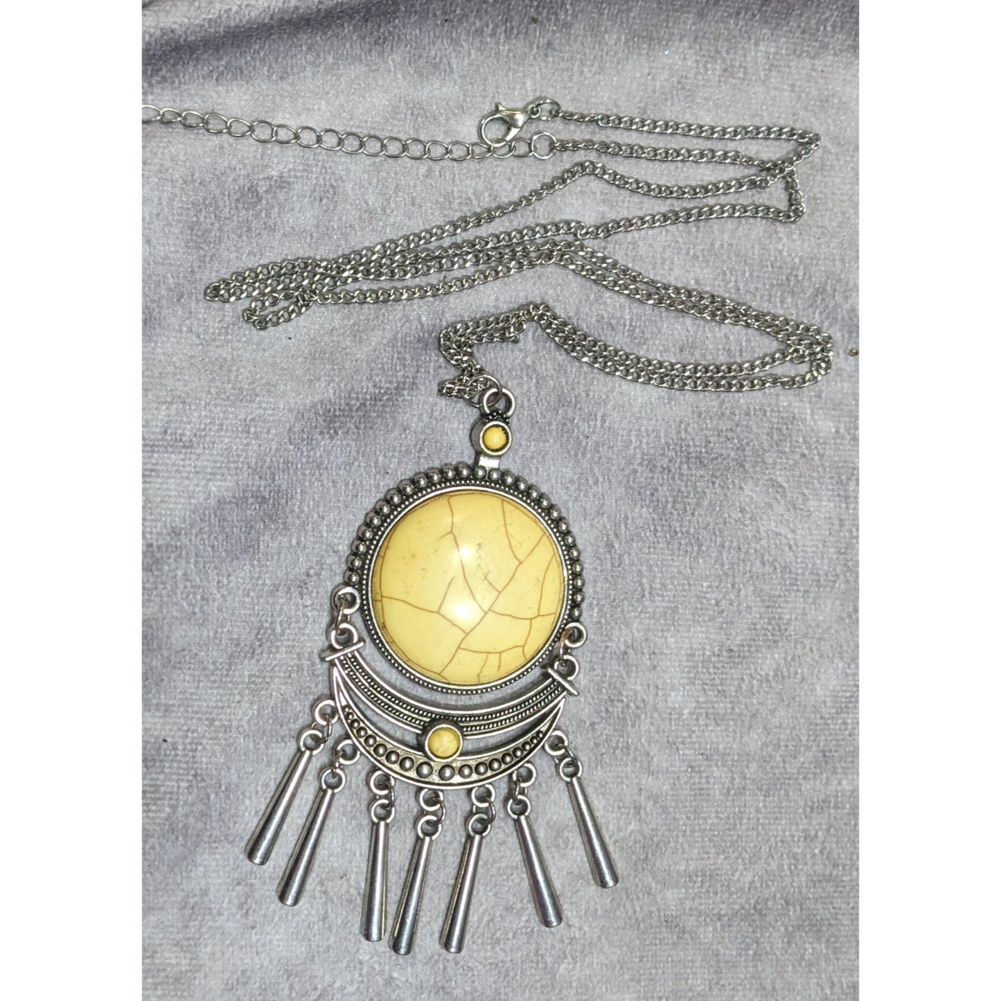 Paparazzi Bohemian Yellow And Silver Tone Pendant Necklace