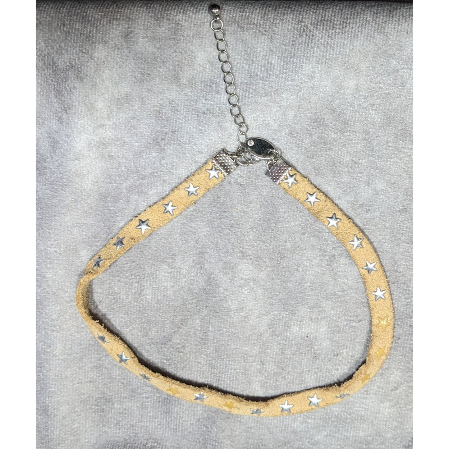 Festival Ready Tan Suede Star Choker Necklace