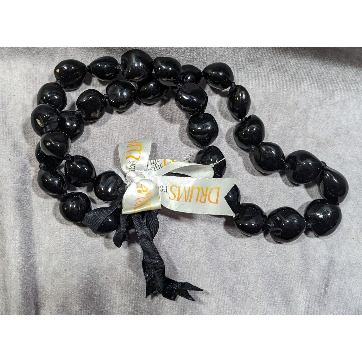 Drums Of The Pacific Black Hawaiian Kukui Nut Necklace