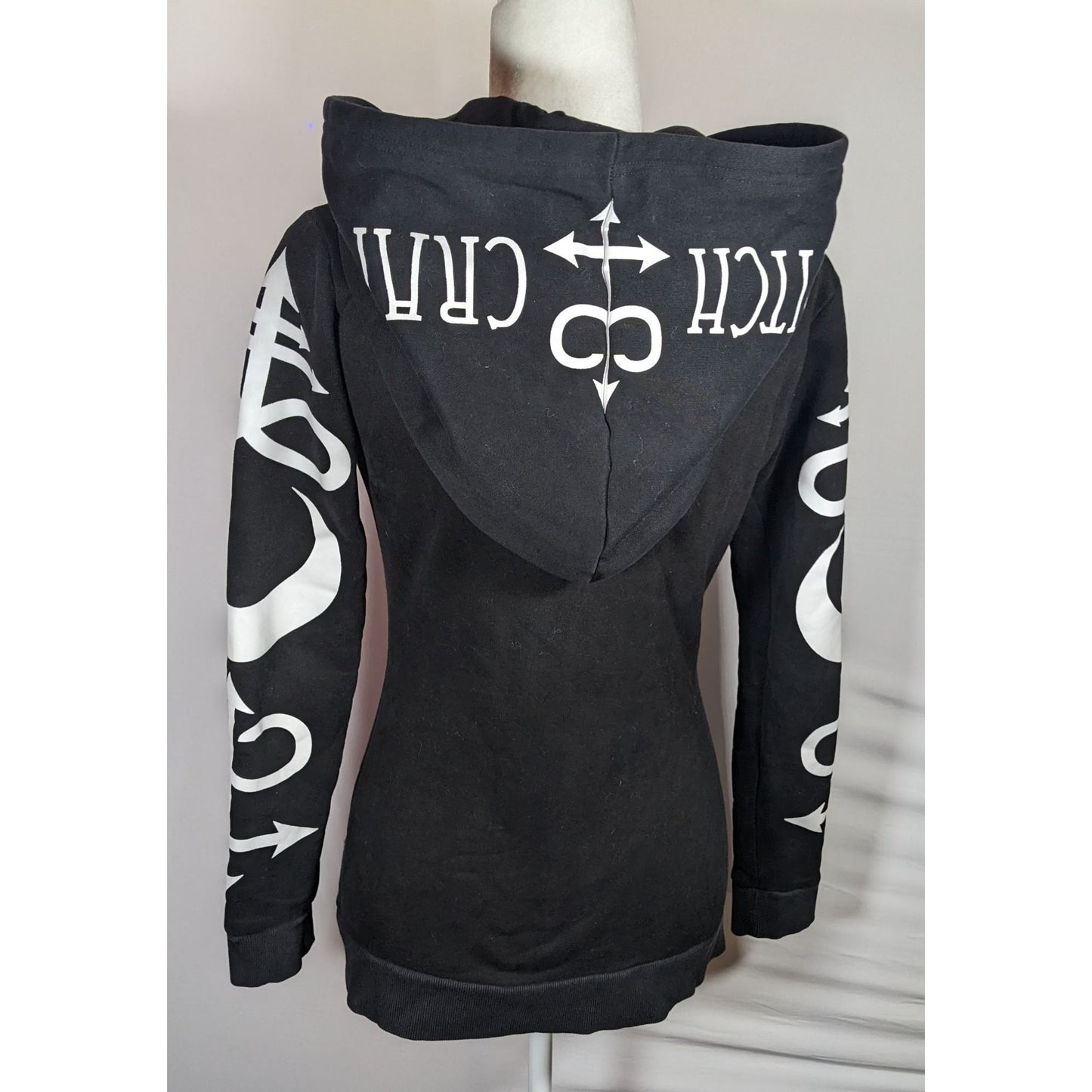 Restyle Gothic Witch Occult Symbol Black Zip Hoodie