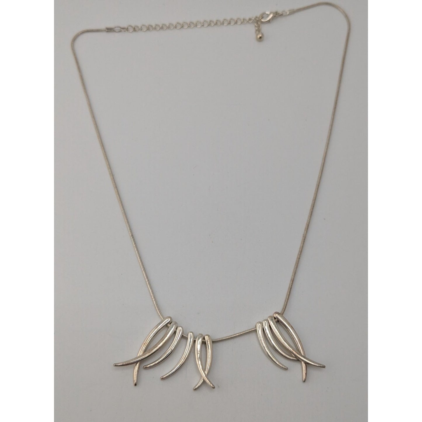 Tribal Spike Charm Necklace Silver Minimalist Statement Jewelry