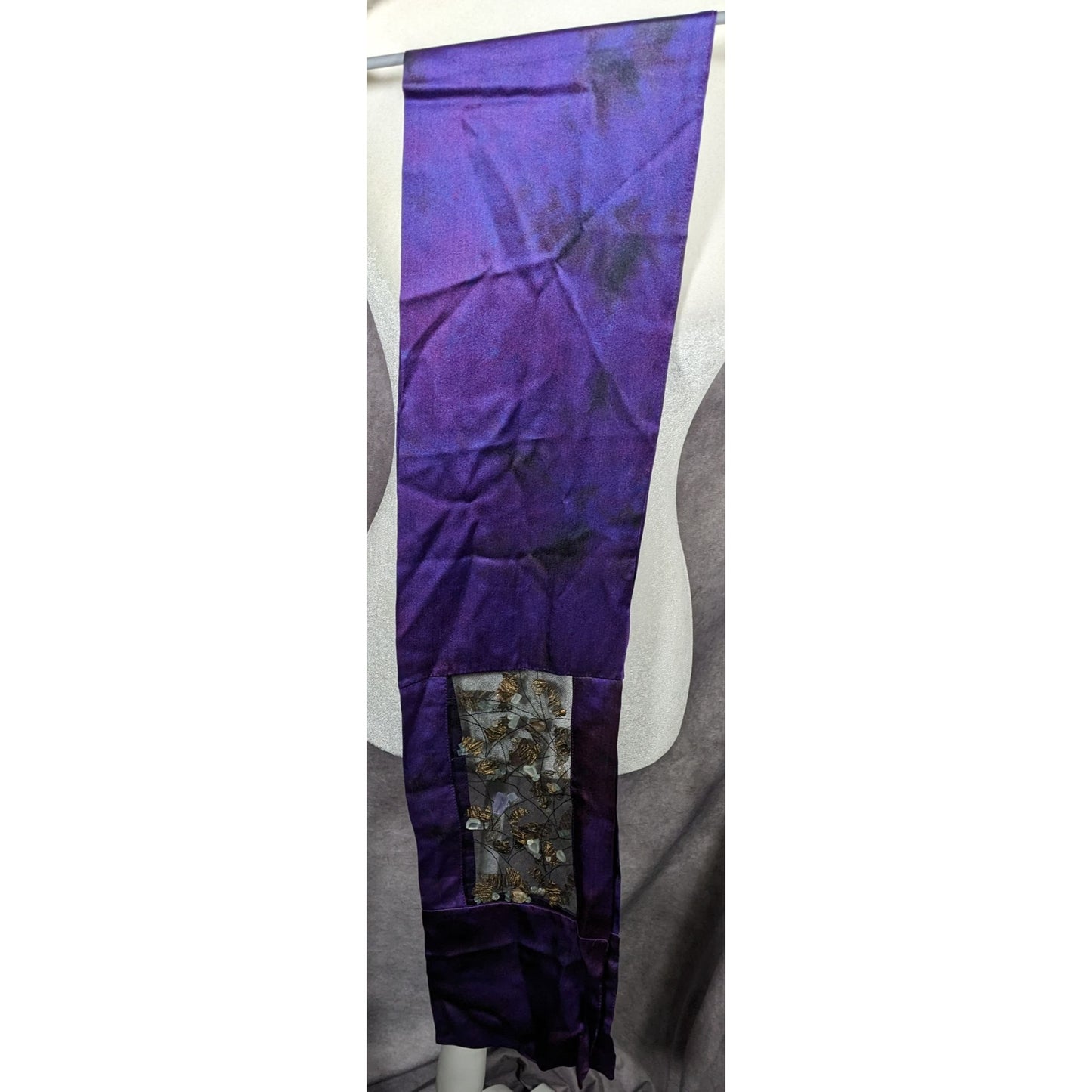 Gothic Mystic Purple Mottled Scarf With Crystal And Charm Inlay