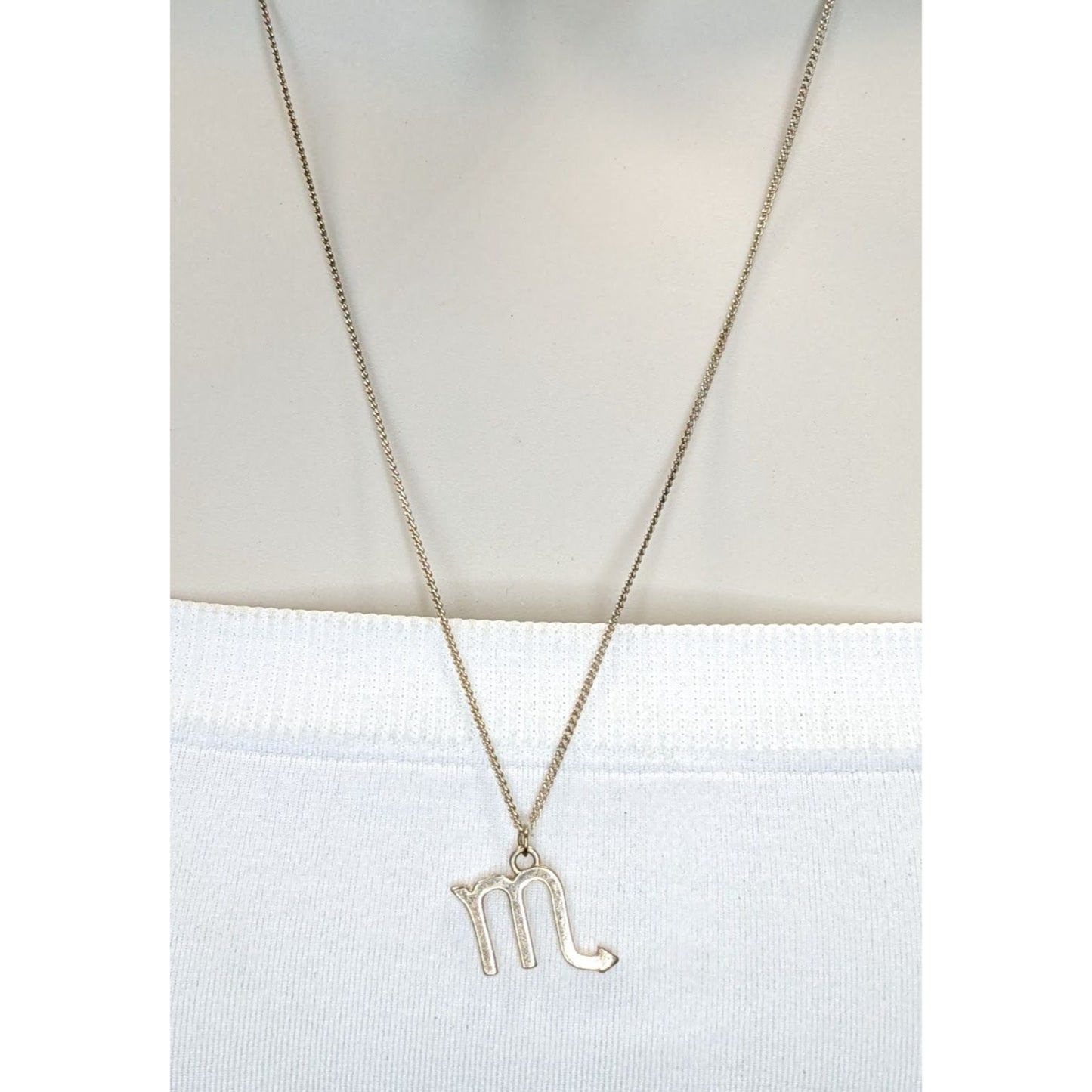 Goth Witchy Scorpio Zodiac Pendant Necklace Gold Tone Astrology Celestial Jewelry