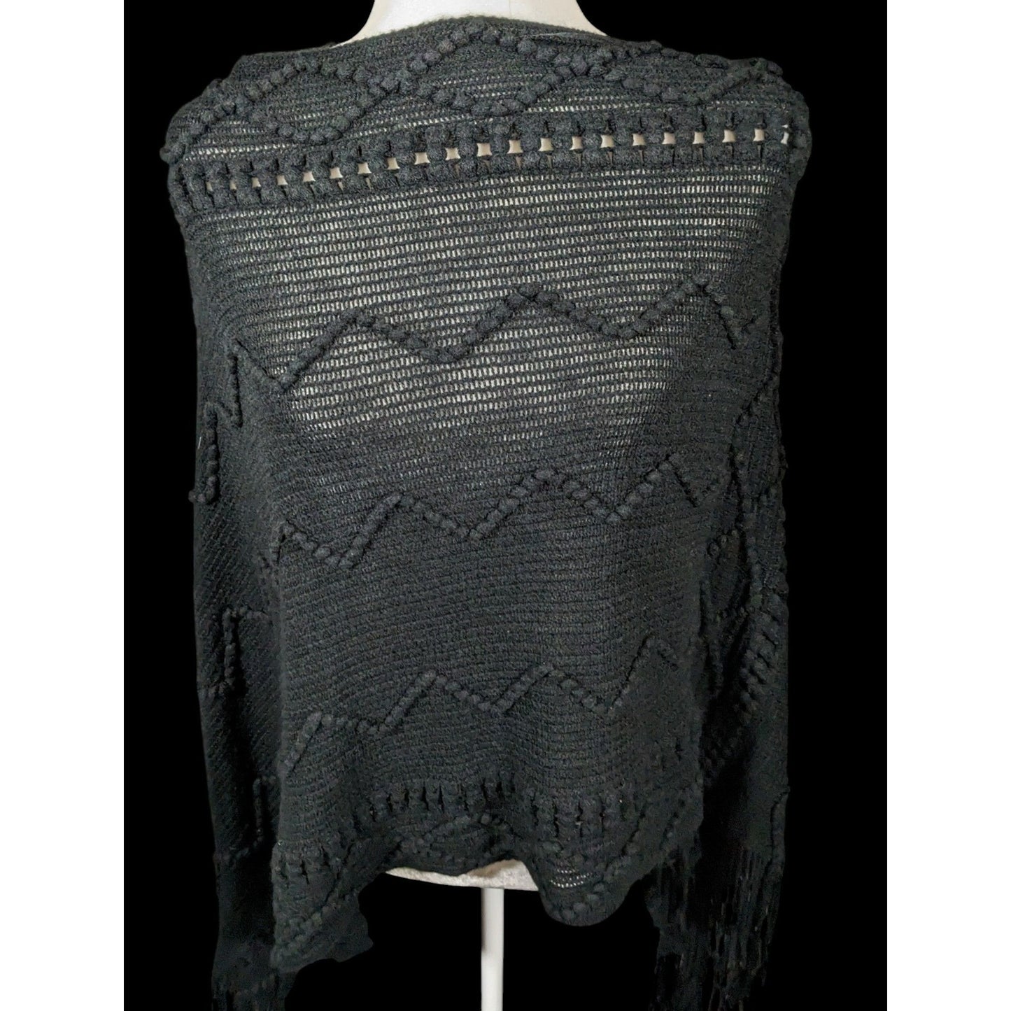 Shihreen Gothic Asymmetrical Fringe Poncho