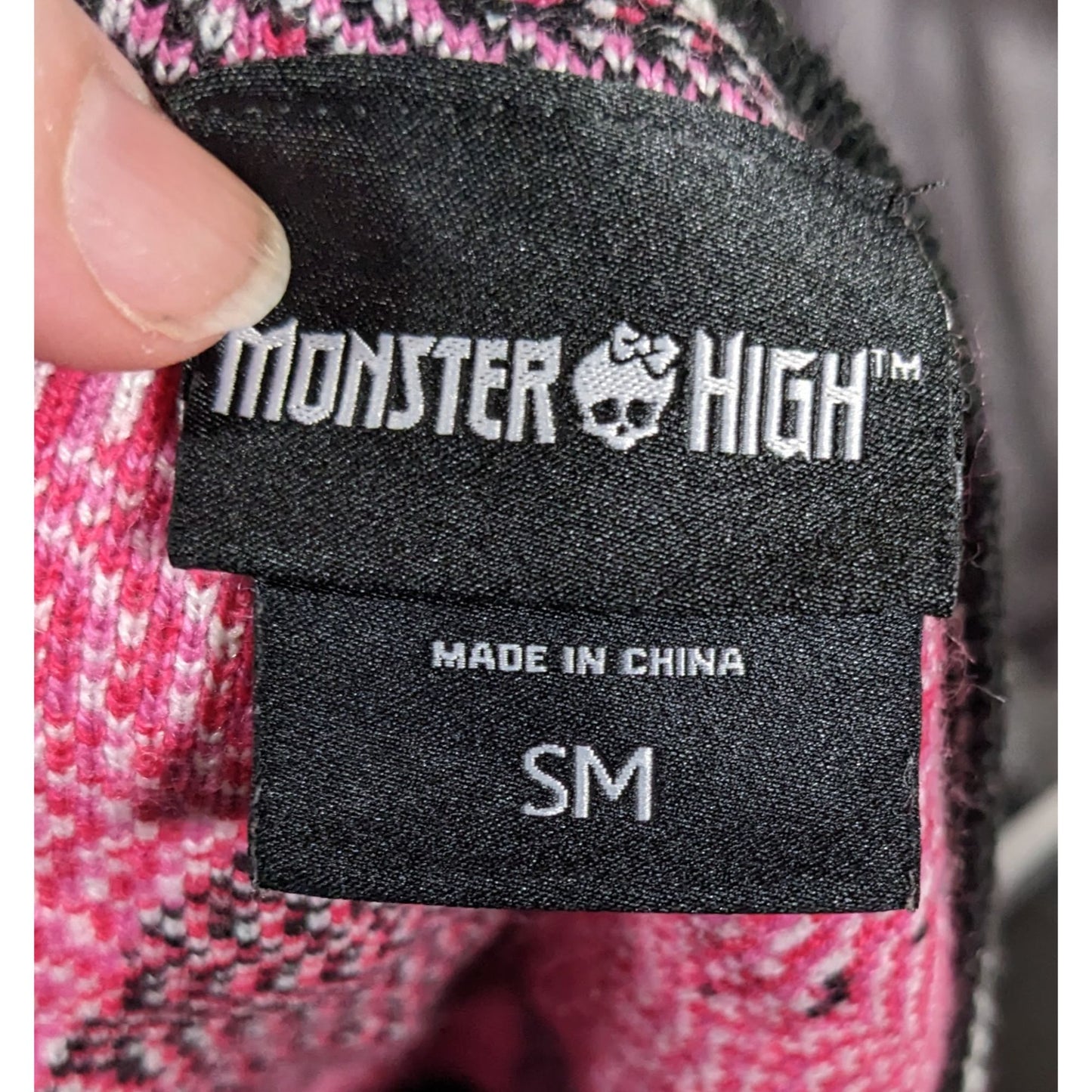 Monster High Pink And Black Argyle Cropped Sweater