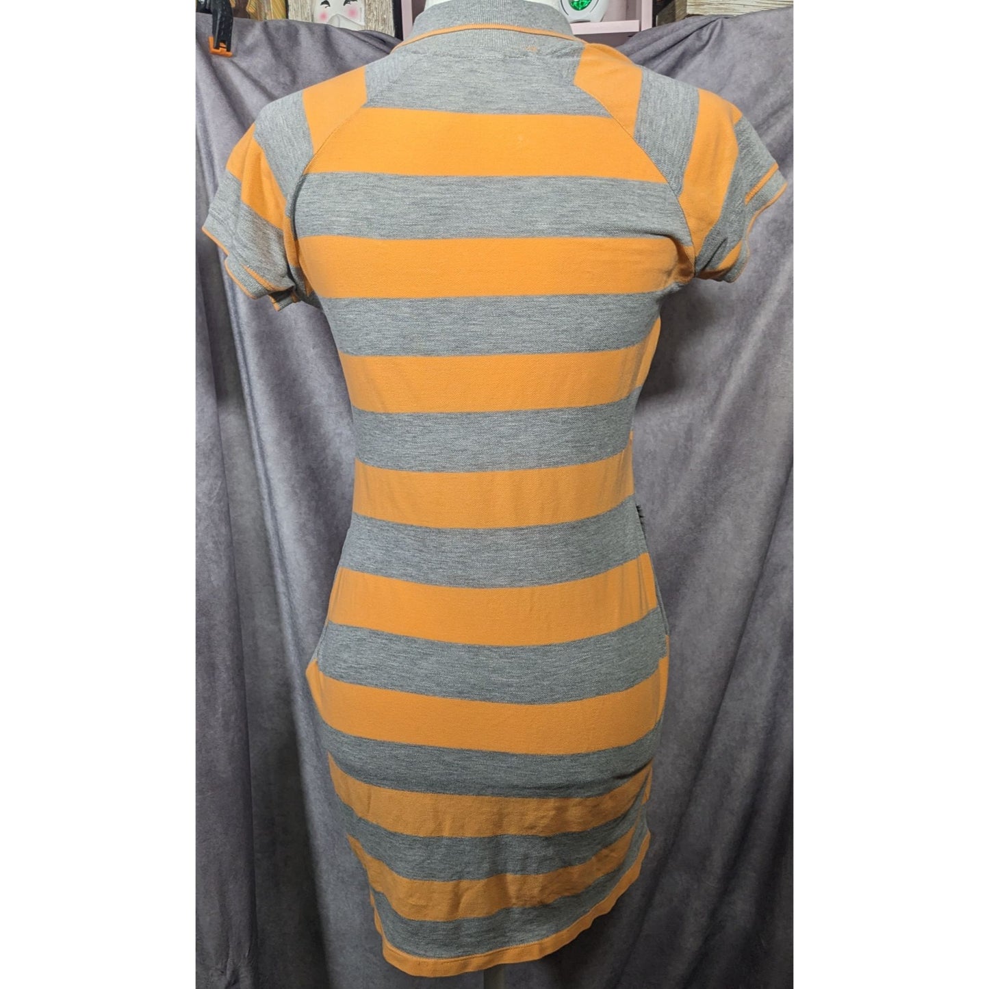 Kook N Keech For Disney Grey And Orange Striped Casual Dress Size Small