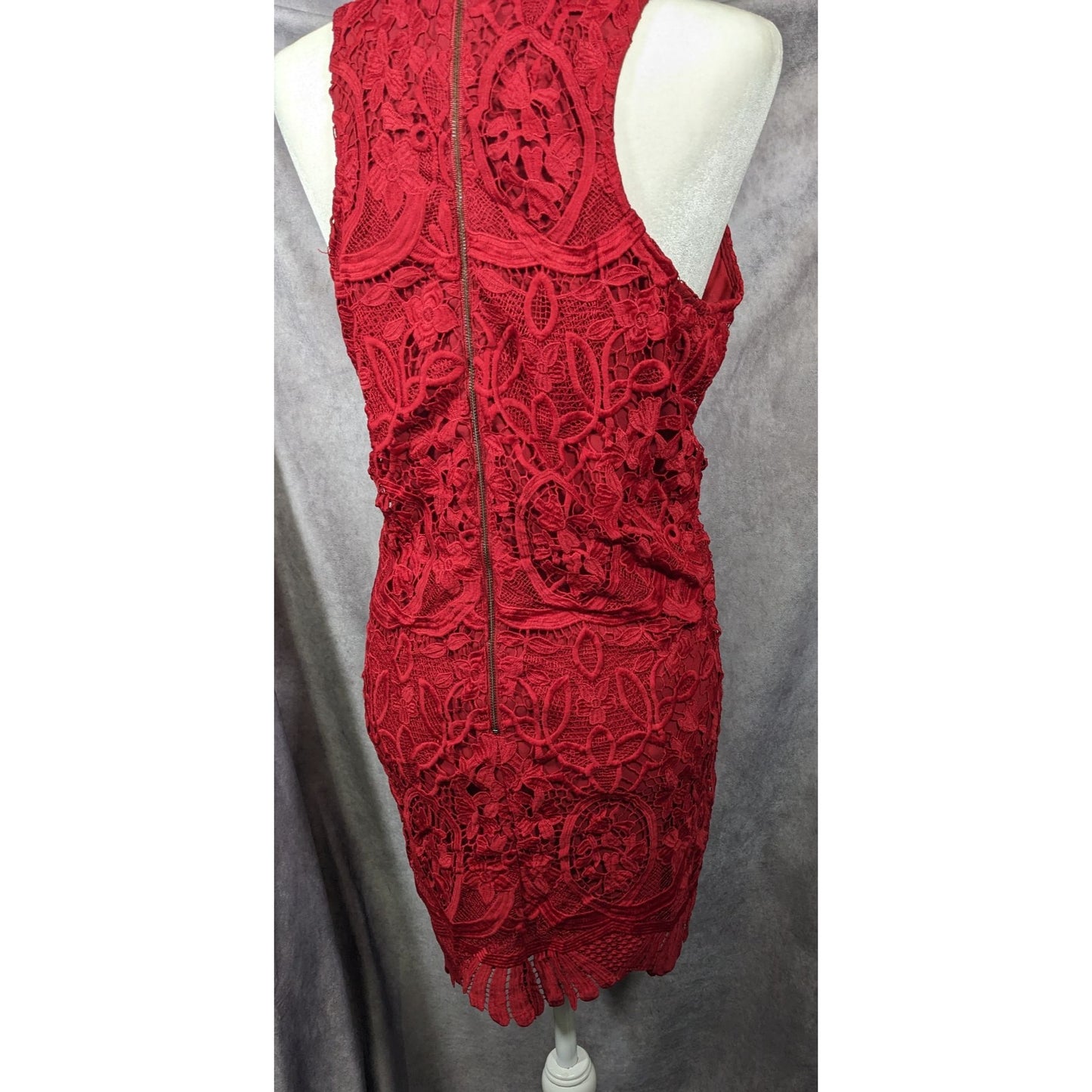 Lovers + Friends Caspian Red Lace Shift Dress Size Large