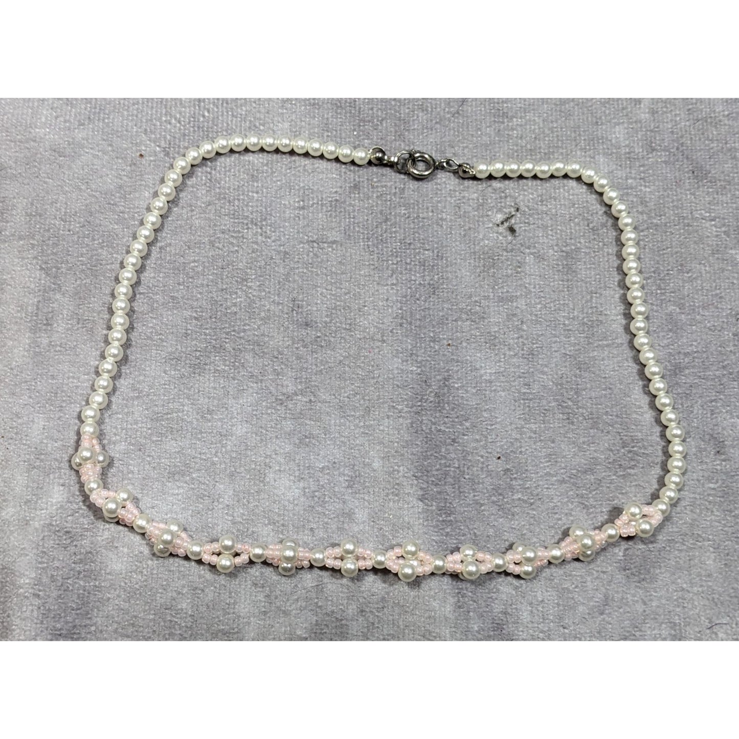 Coquette Pastel Pink Faux Pearl Beaded Necklace