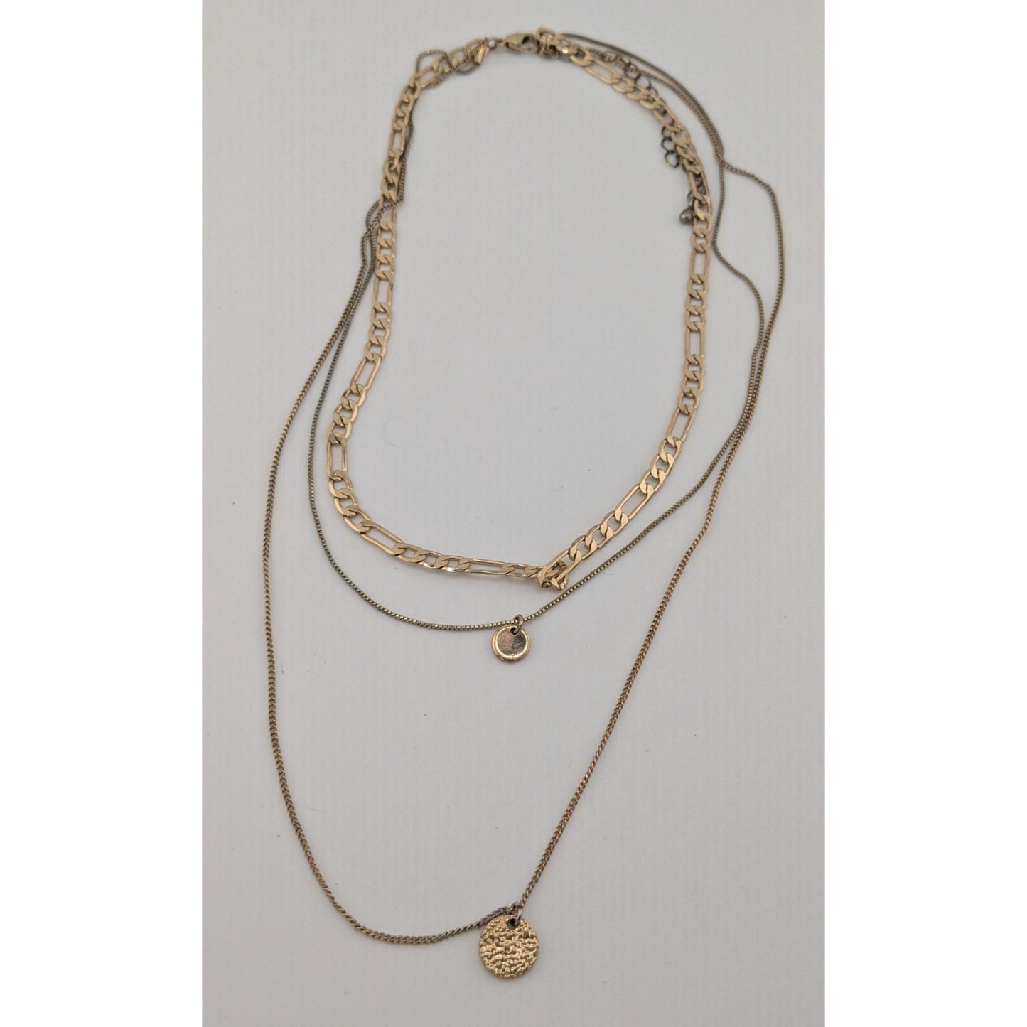 Elegant Metallic Layered Multi Chain Necklace With Minimalist Charms