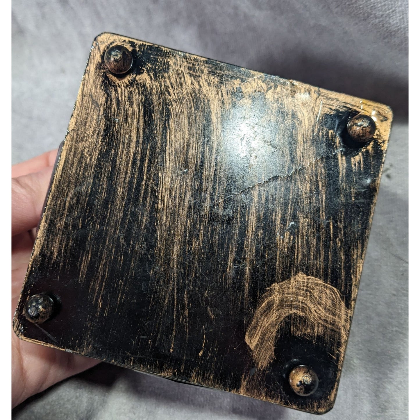 90s Style Pink And Purple Gemmed Square Trinket Box