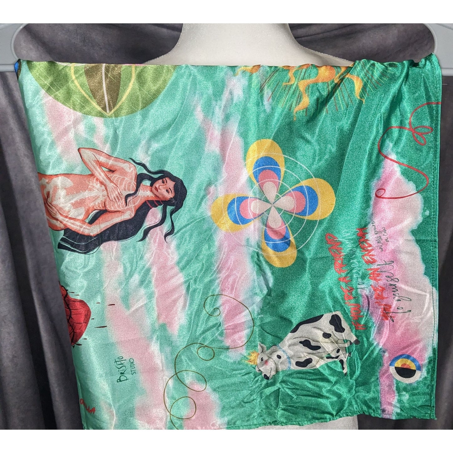 Brisato Studio Unique Green Art Icons Square Scarf