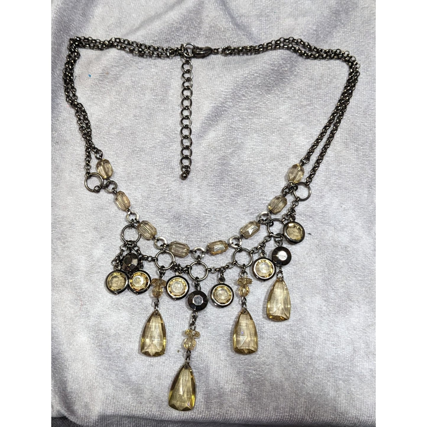 Vintage Fantasy Champagne Gemmed Chandelier Necklace