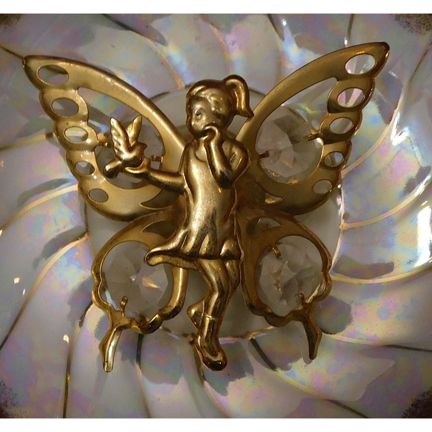 Vintage KG&C Butterfly Fairy Window Sun Catcher With Suction Cup