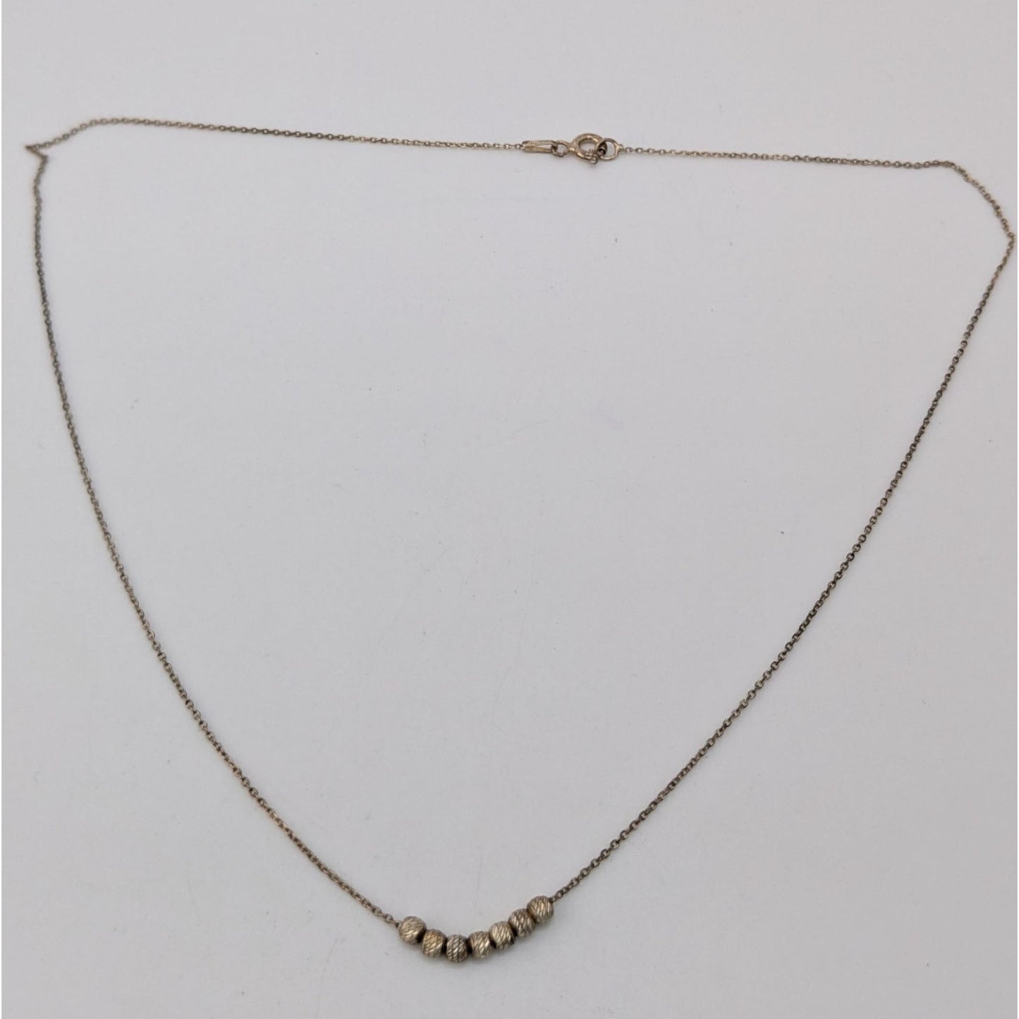 LA 925 Sterling Silver Diamond Cut Bead Necklace Minimalist Dainty Chain