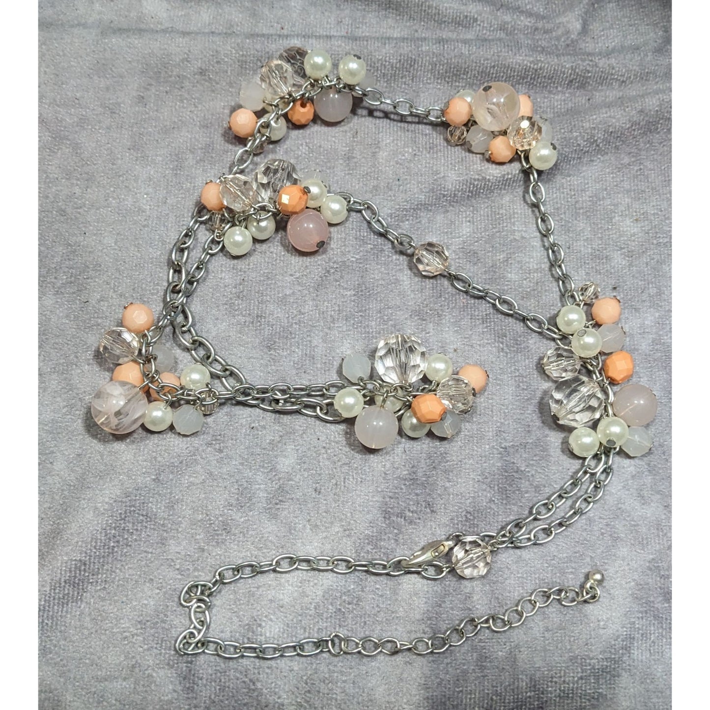 Coquette Spring Themed Beaded Cluster Station Necklace
