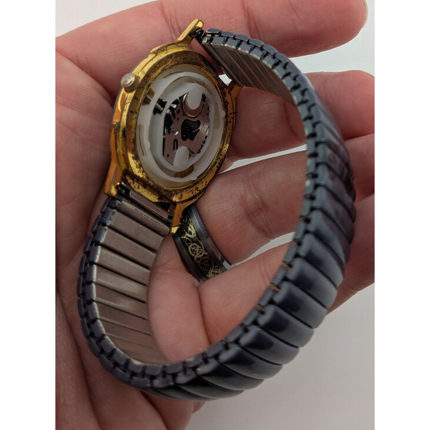 Purple 90s Style Quartz Watch Missing Case Back