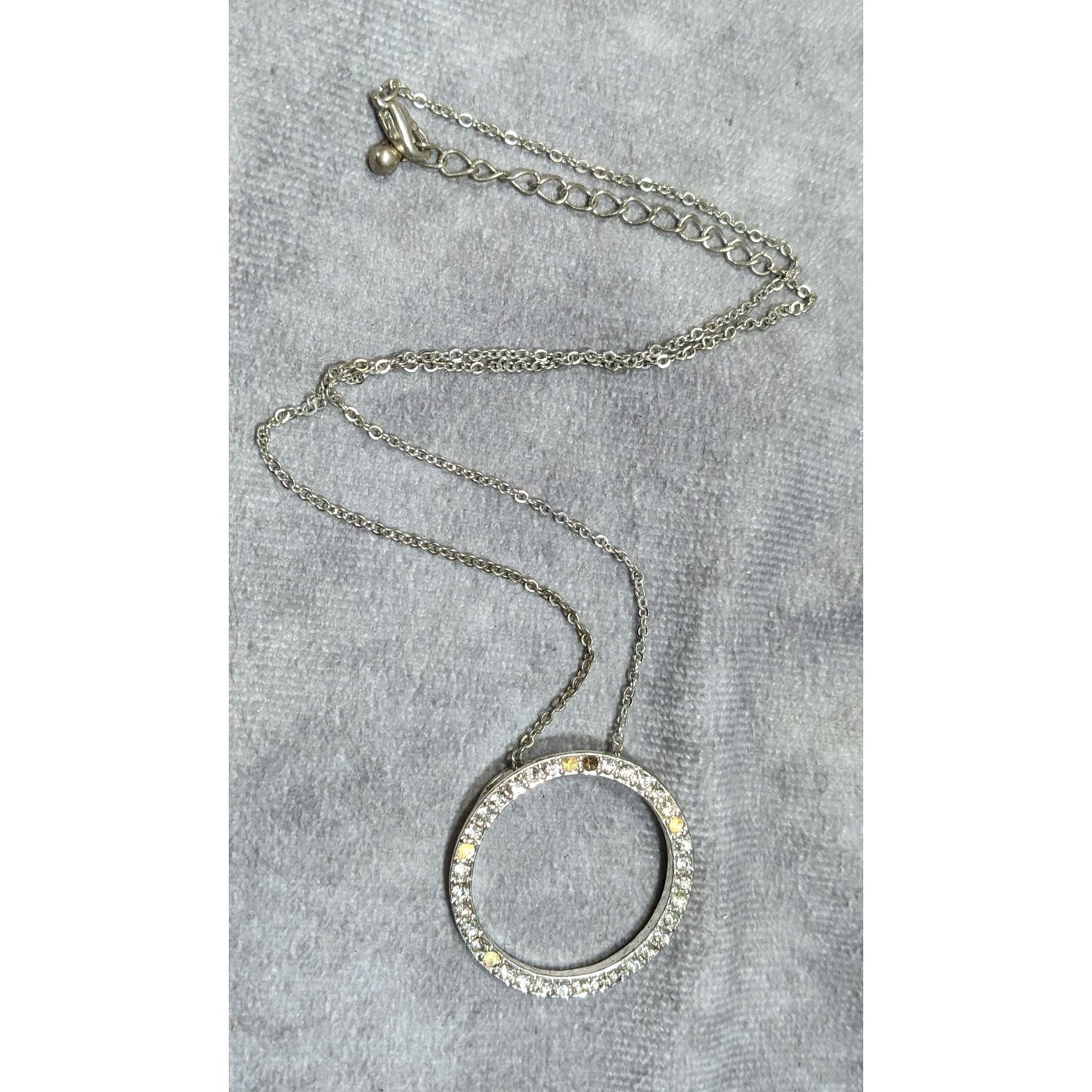 Geometric Glam Open Circle Rhinestone Pendant Necklace