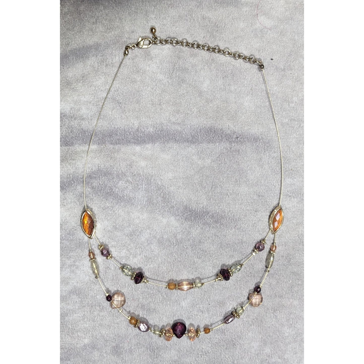 Whimsical Purple And Gold Tone Floating Multilayer Necklace