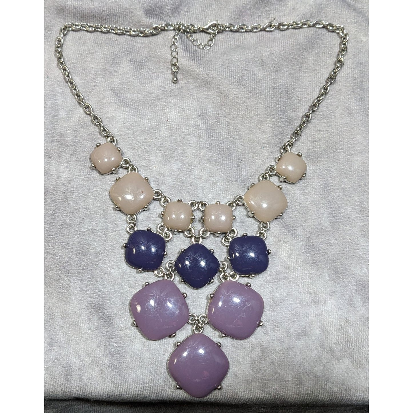 Y2K Purple Blue And Grey Pebble Bib Necklace