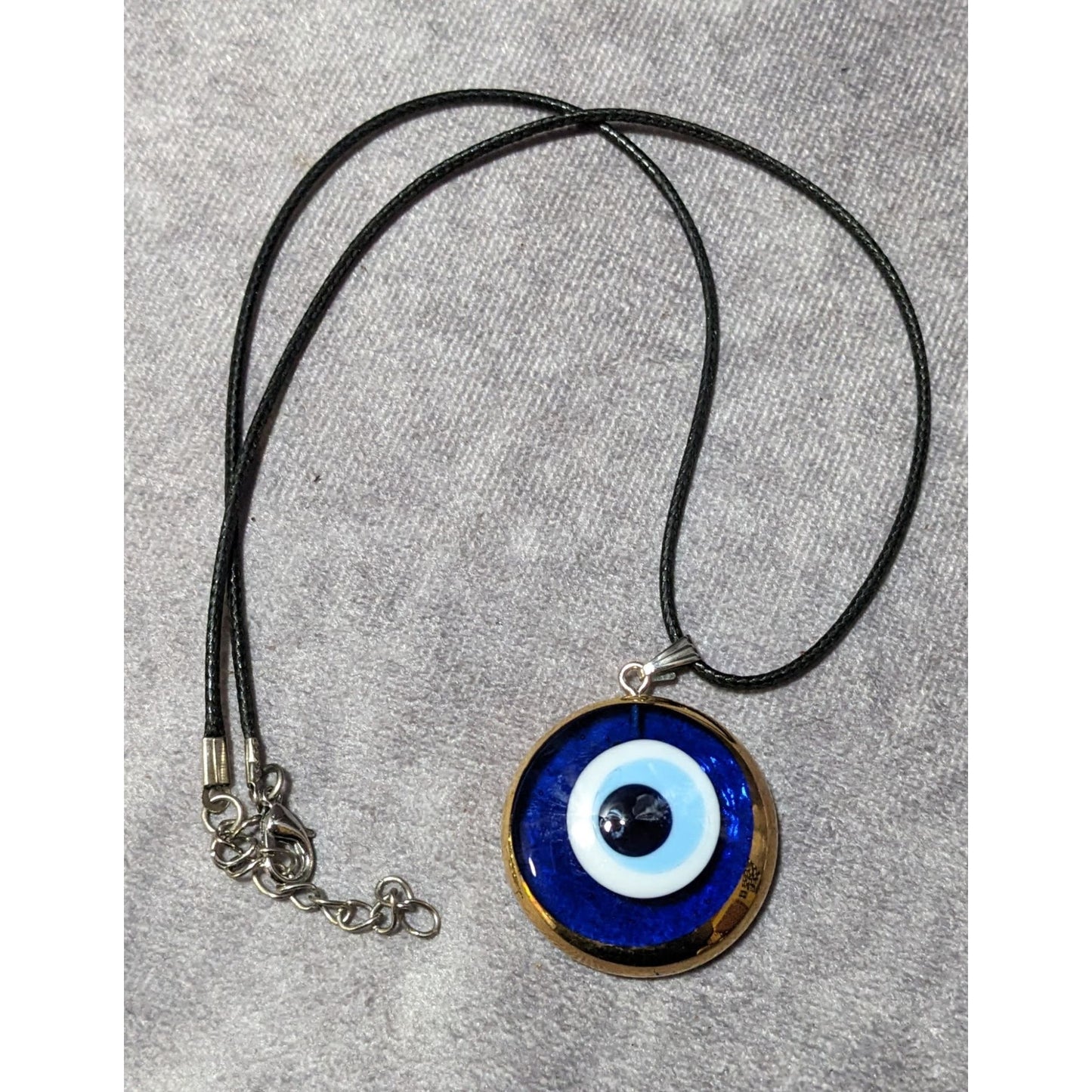 Glass Evil Eye Blue And Gold Pendant Necklace