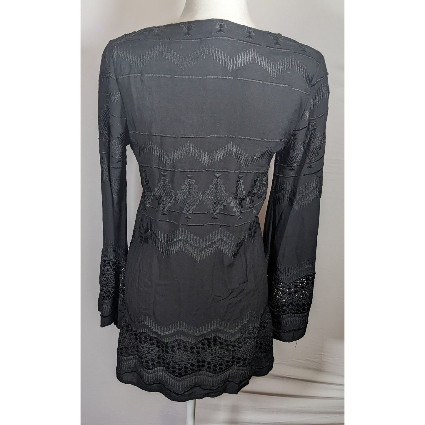 La Blanca Gothic Crochet Accent Black Swim Cover Up